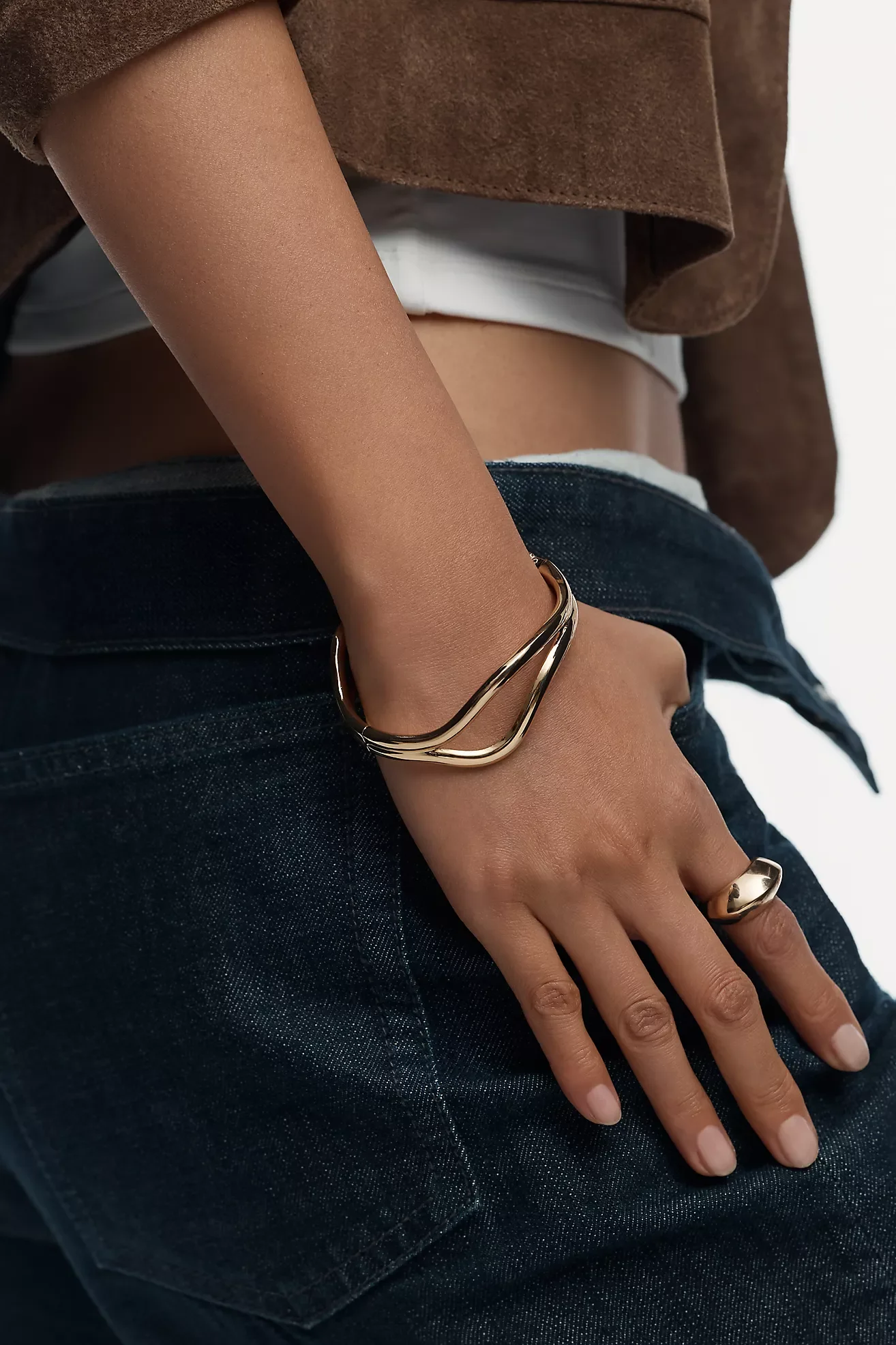 Sculptural Hinged Bangle Bracelet