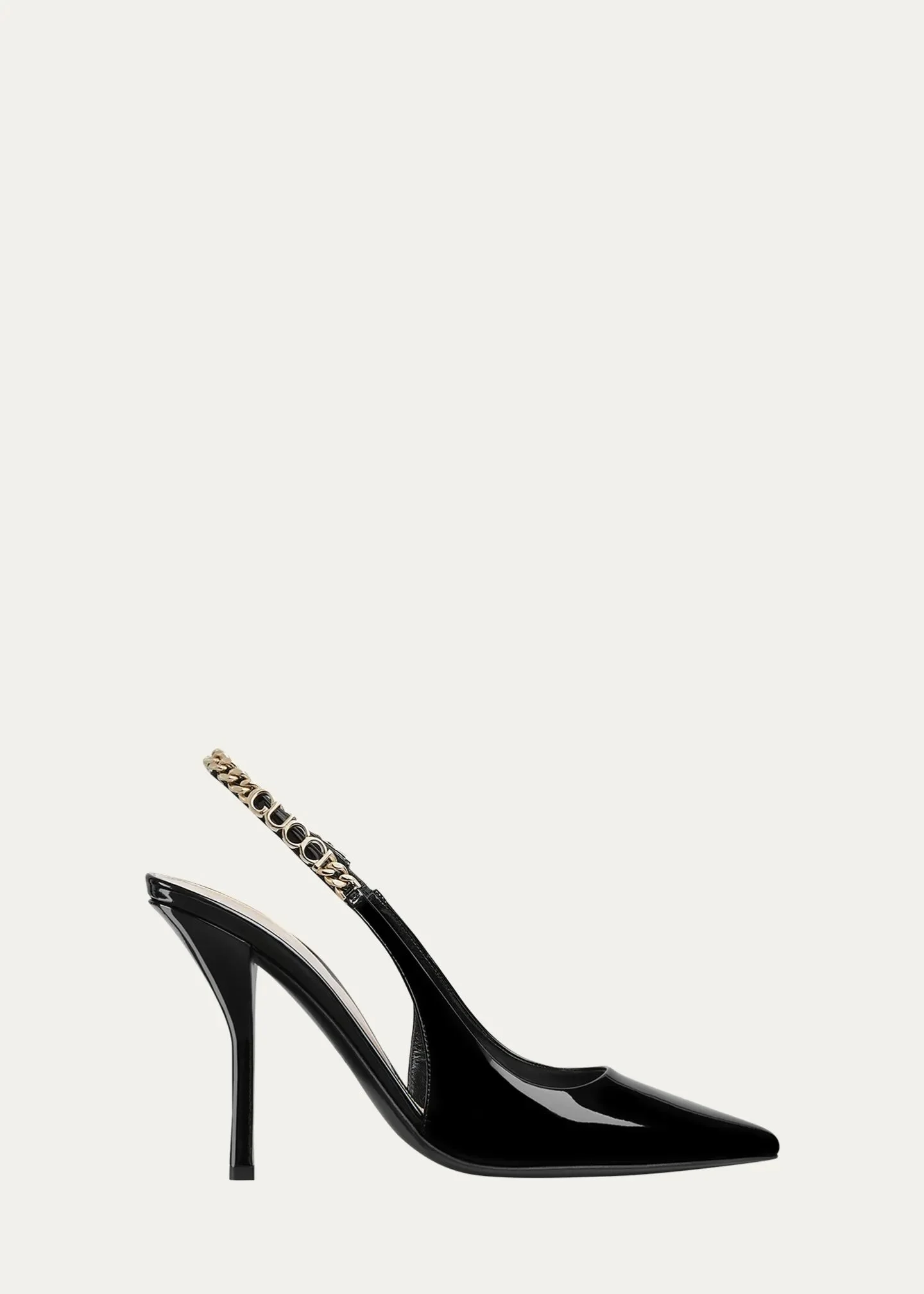 Signoria Patent Chain Slingback Pumps