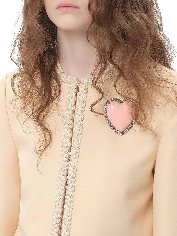 Women's Coeur Hyperbole Brooch in Swarovski Crystals - Palladium Pink