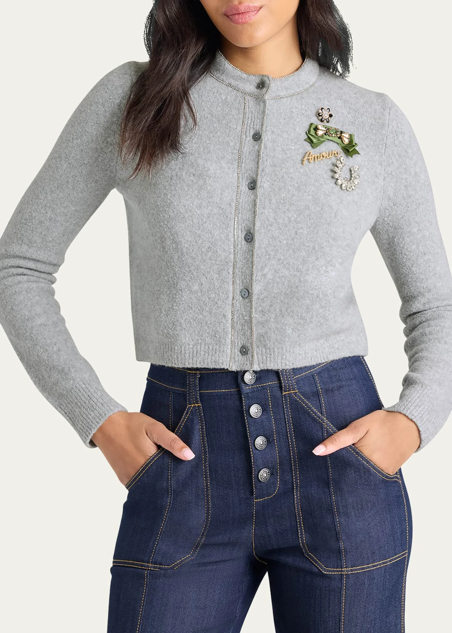 Allura Embroidered Cropped Cardigan