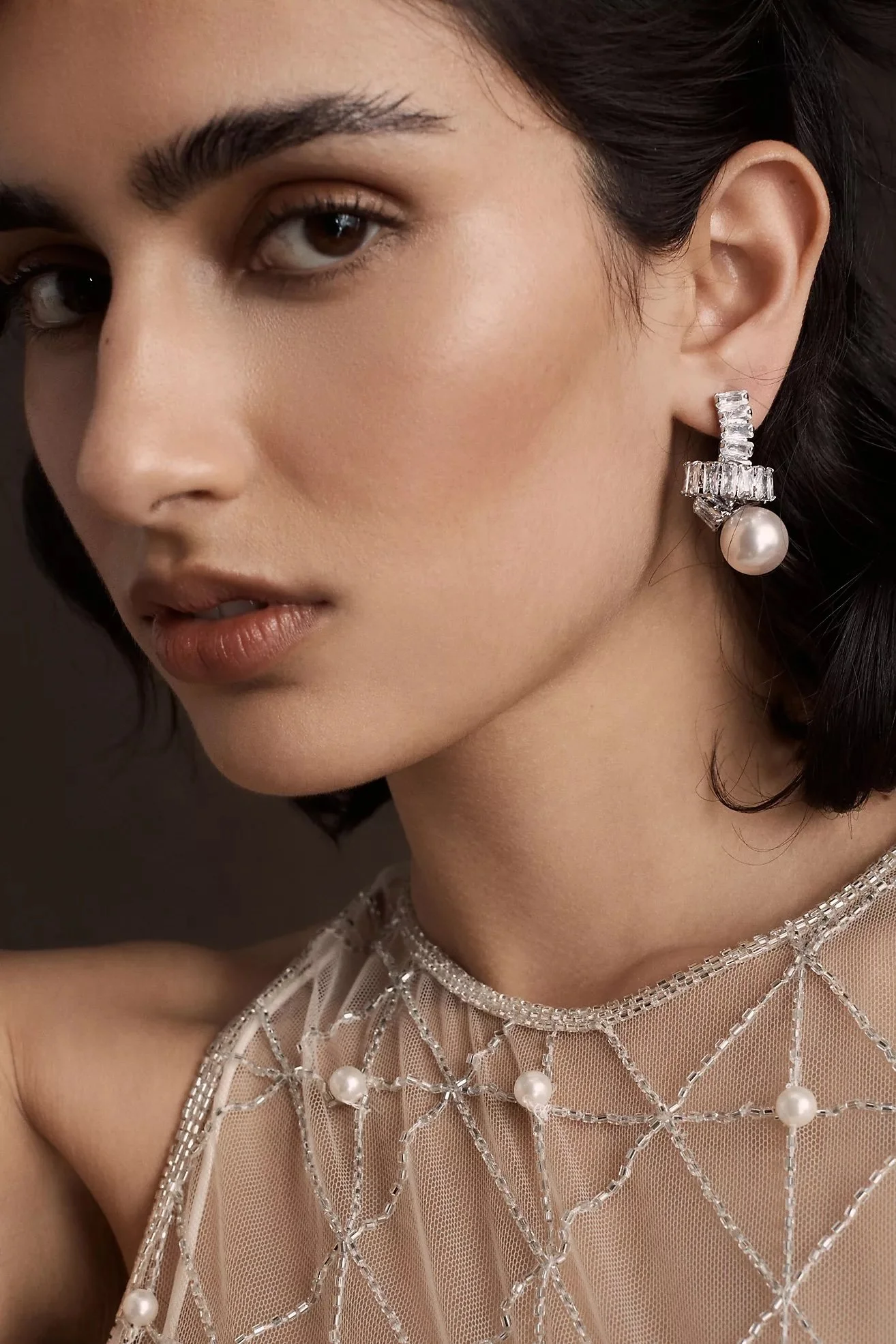 Pearl &amp; Rhinestone Twist Earrings