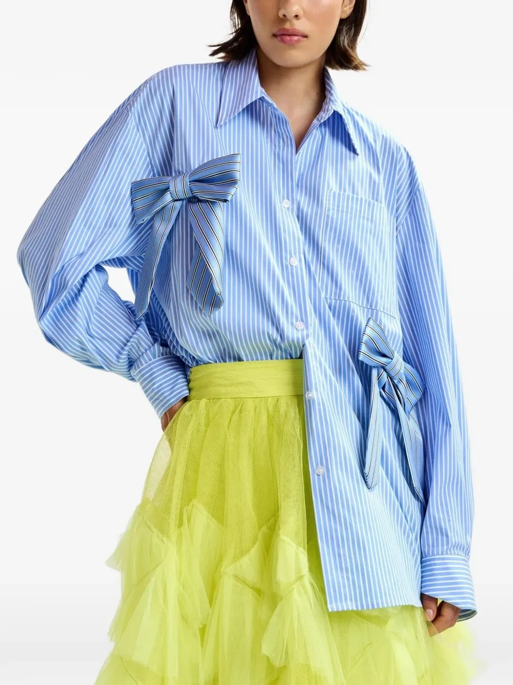 Essentiel Antwerp bow striped shirt - Blue