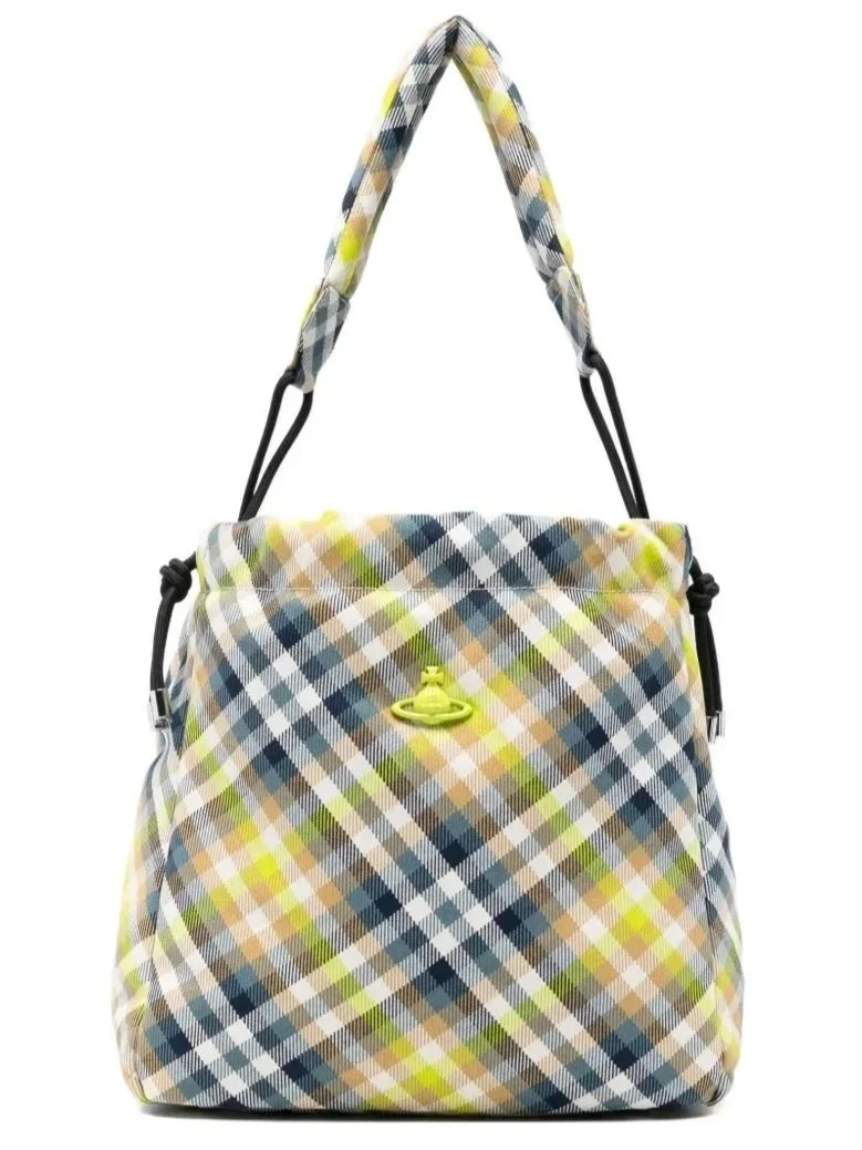 Vivienne Westwood woven tartan bucket bag - Blue