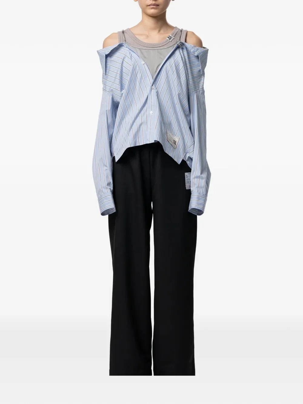 Maison MIHARA YASUHIRO layered striped top - Blue