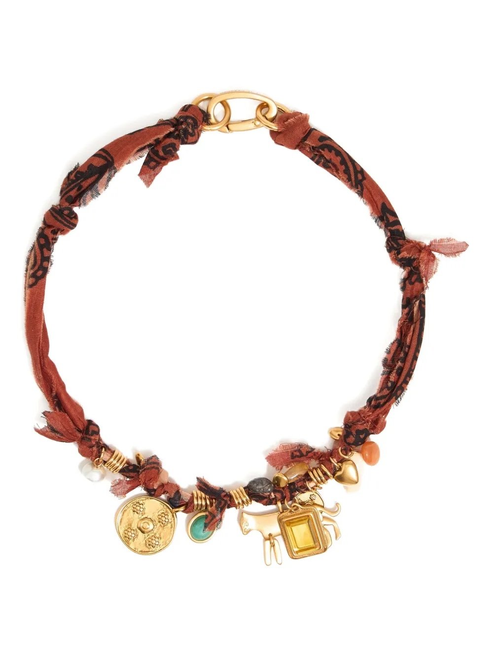 Bimba y Lola braided-fabric charm necklace - Brown