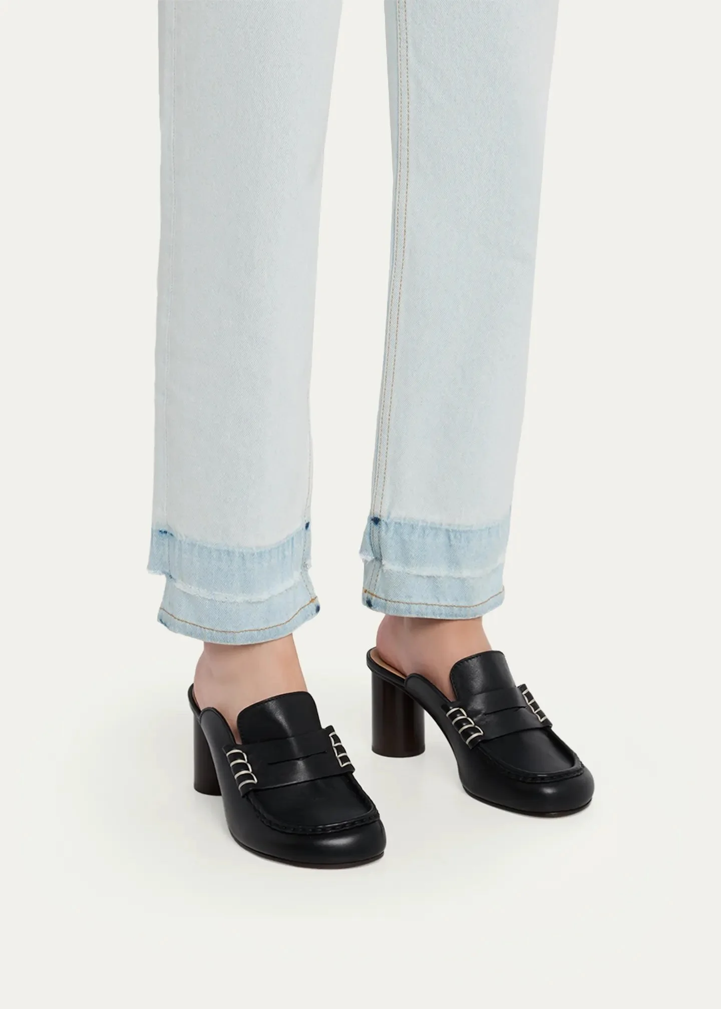 70mm Leather Loafer Mules