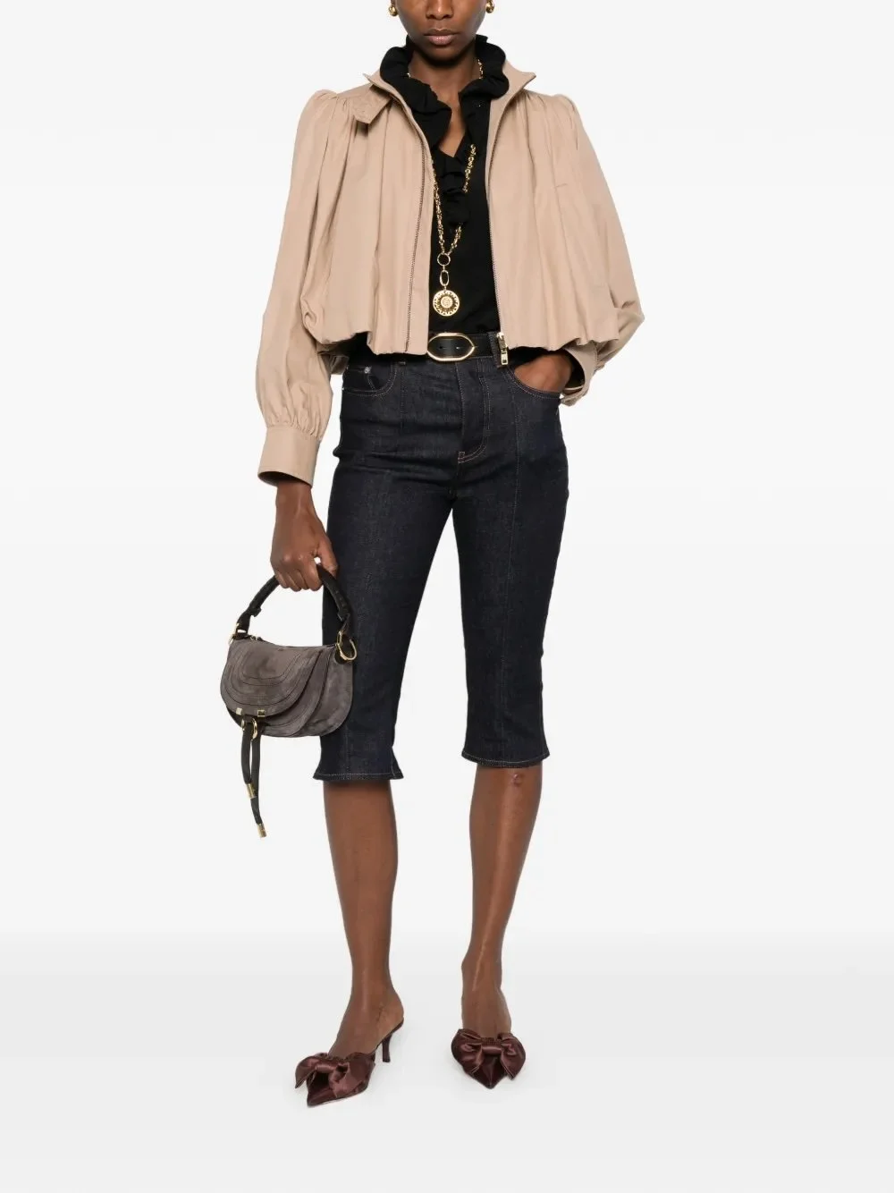 Chloé gathered zip-up jacket - Neutrals