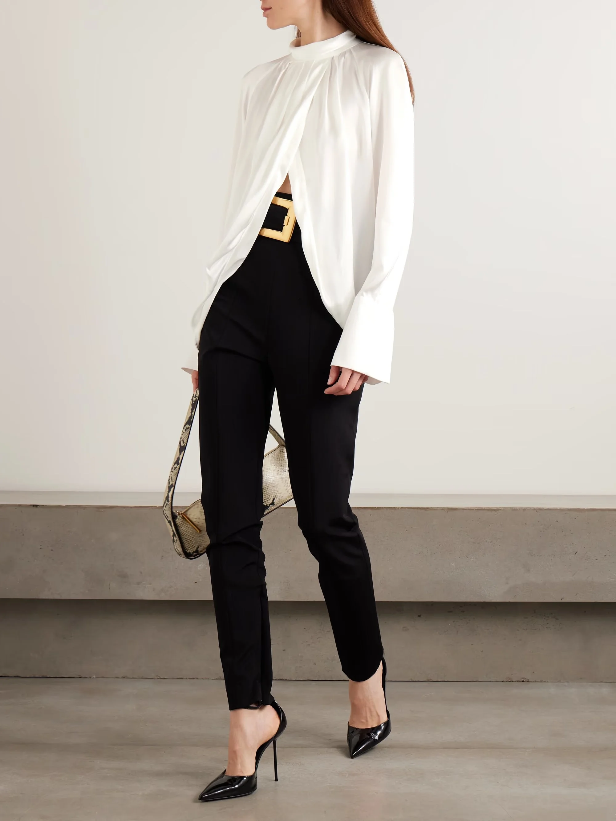 Balmain - Draped Silk-satin Blouse - White