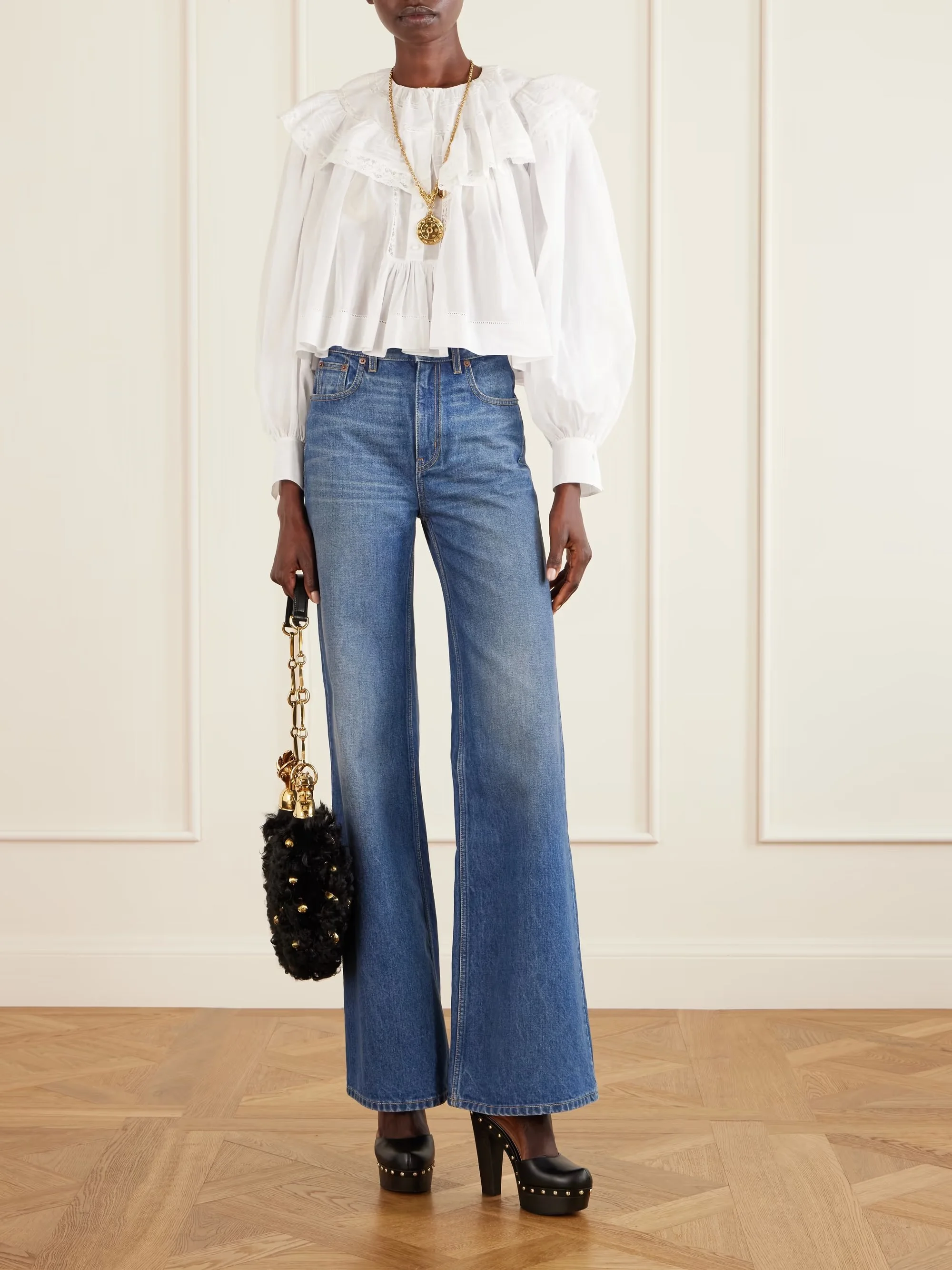 Chloé - Cropped Ruffled Broderie Anglaise Cotton-voile Blouse - White