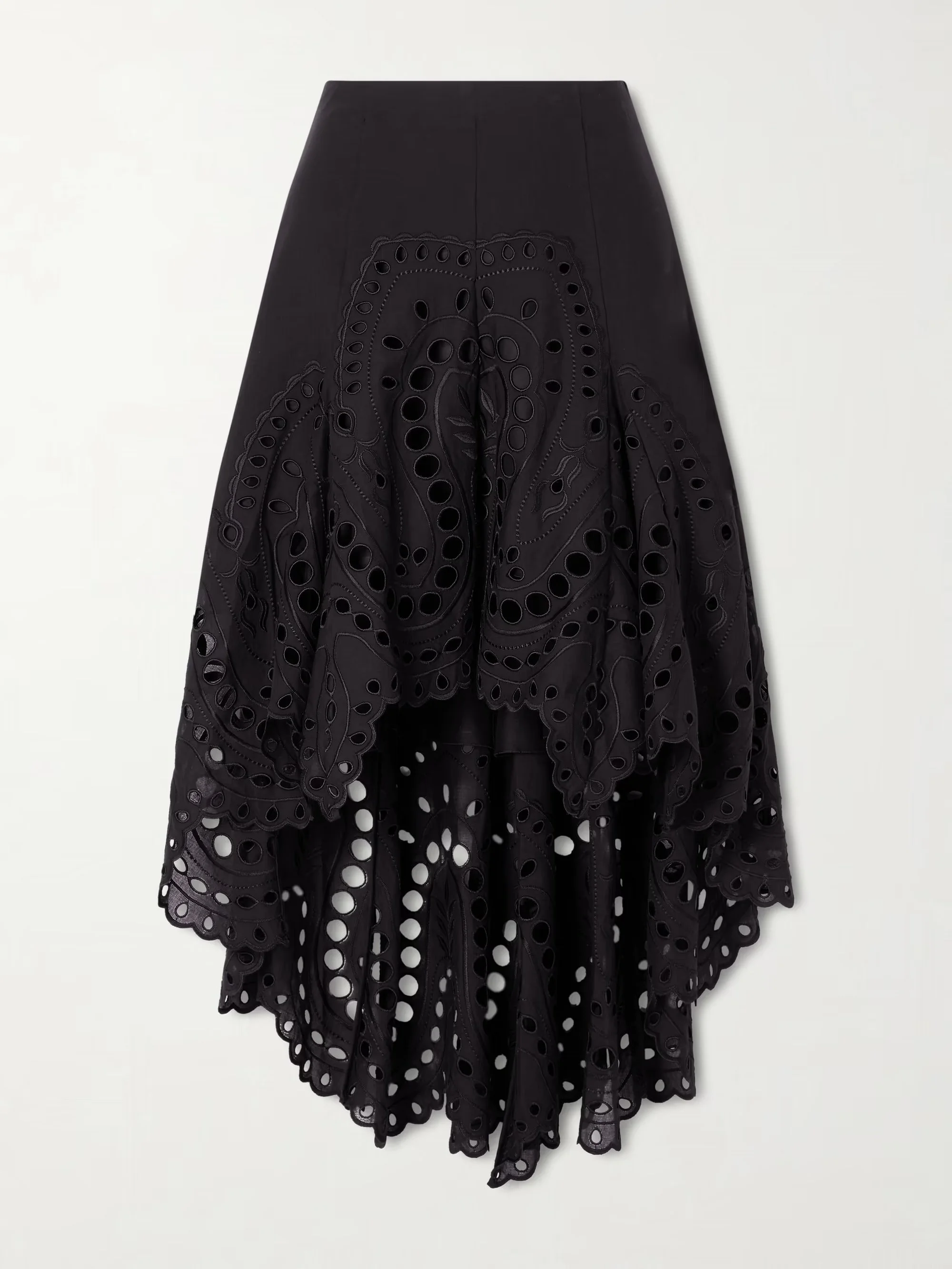 Charo Ruiz - Finn Broderie Anglaise Cotton-blend Midi Skirt - Black