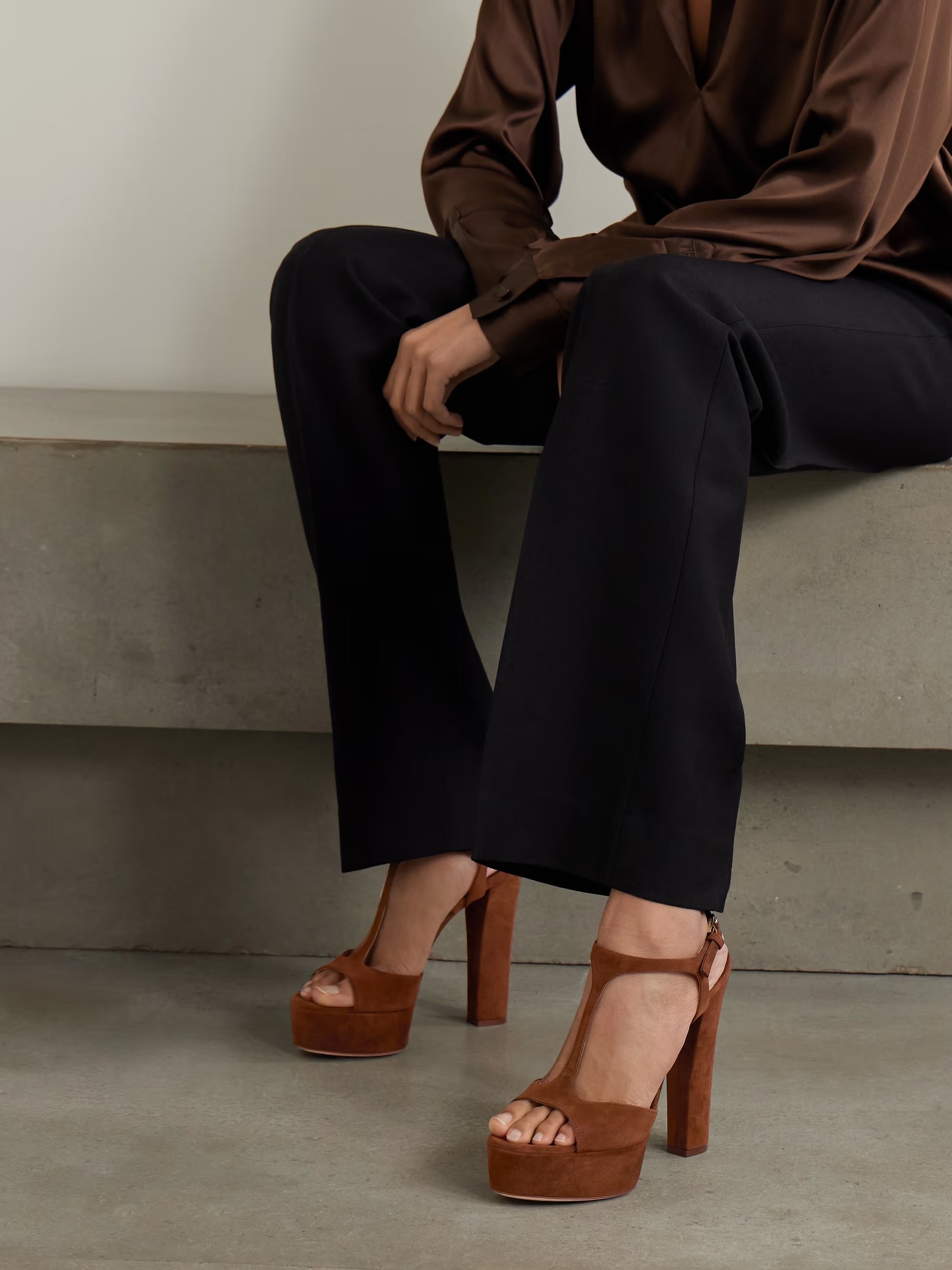 TOM FORD - Suede Platform Sandals - Brown