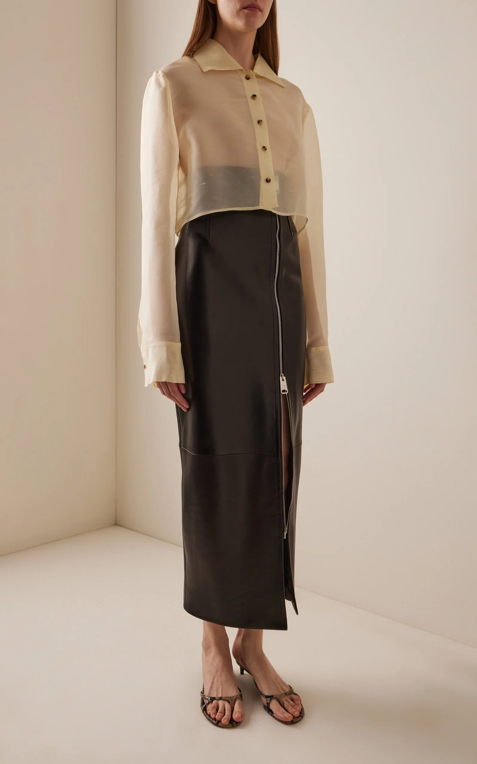 Khaite Gres Plongé Leather Maxi Skirt - Moda Operandi