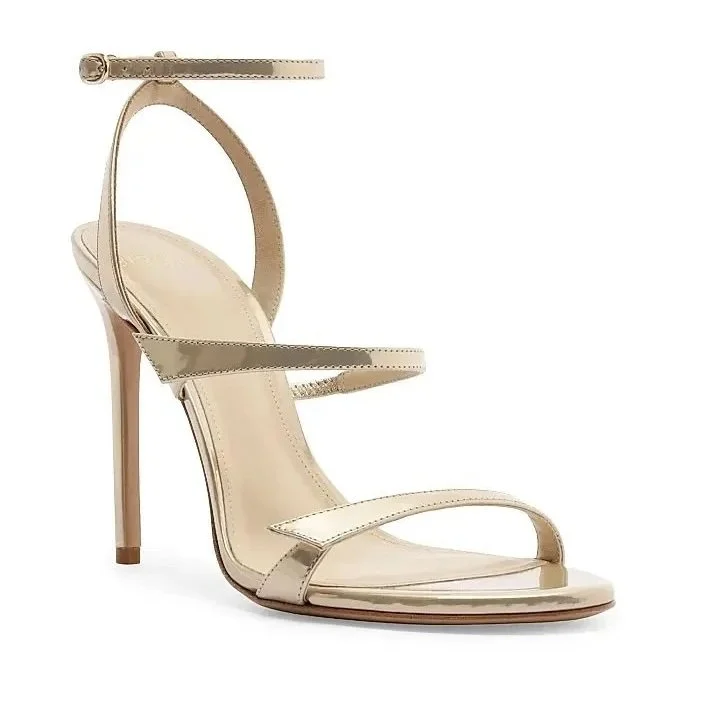 Women's Tita 100MM Metallic Leather Sandals - Yellow 