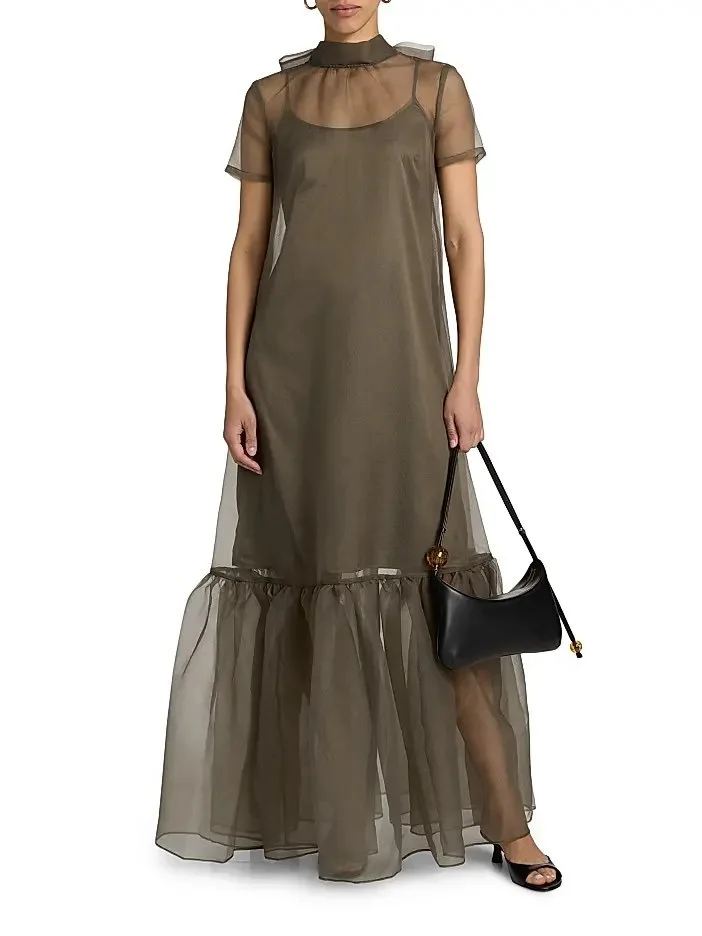 Women's Calluna Sheer Organza Gown - Thyme 