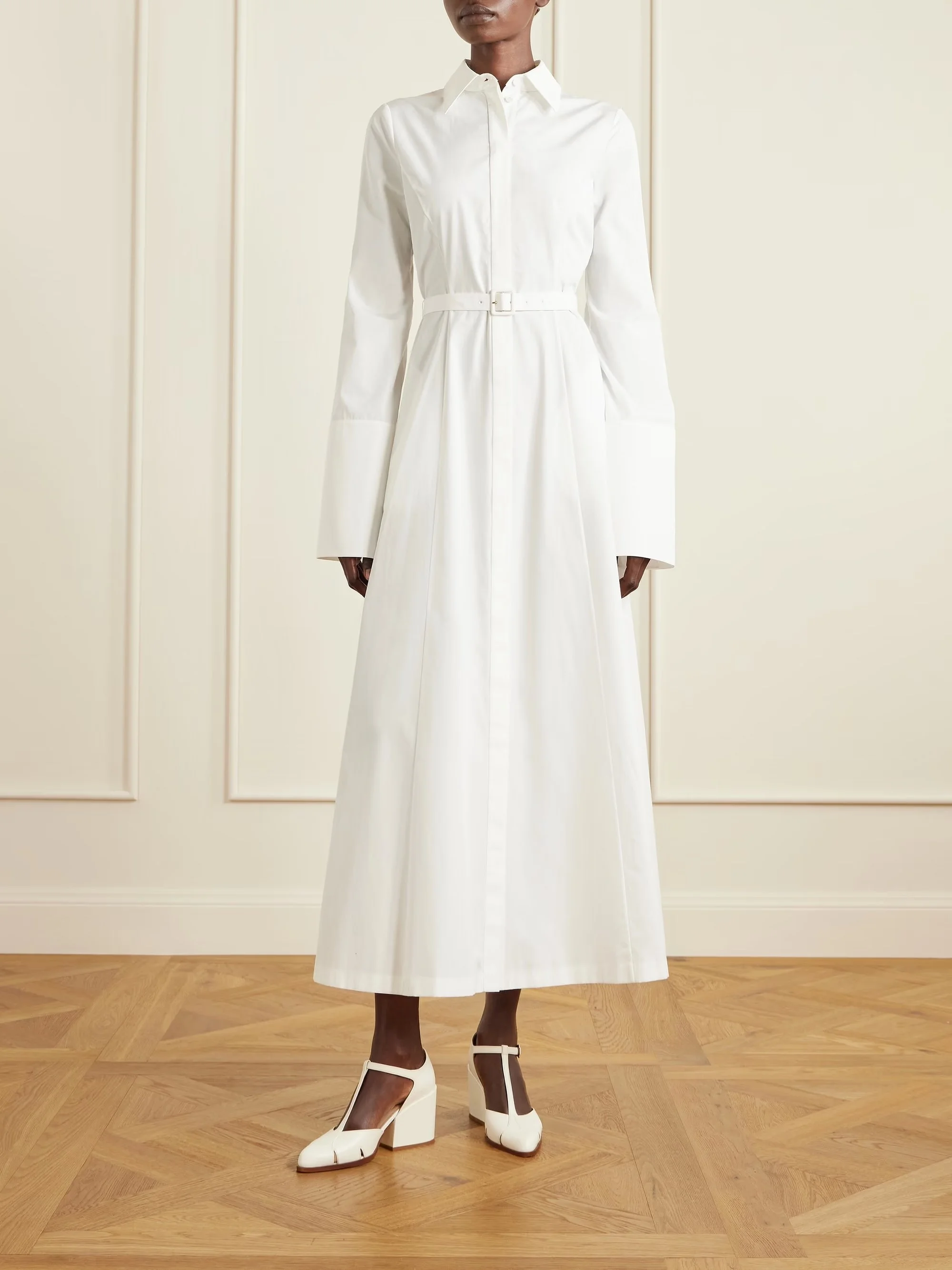 Gabriela Hearst - Carmina Belted Cotton-poplin Maxi Dress - White
