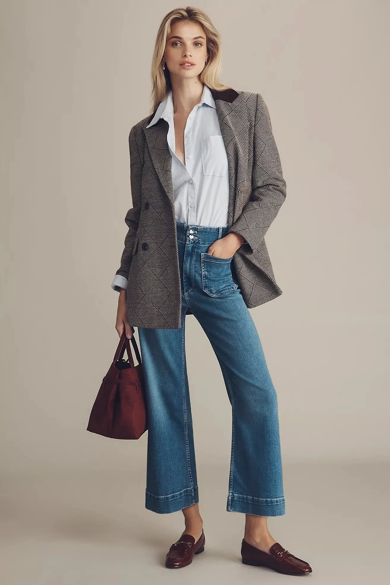 The Colette Crop High-Rise Wide-Leg Jeans 