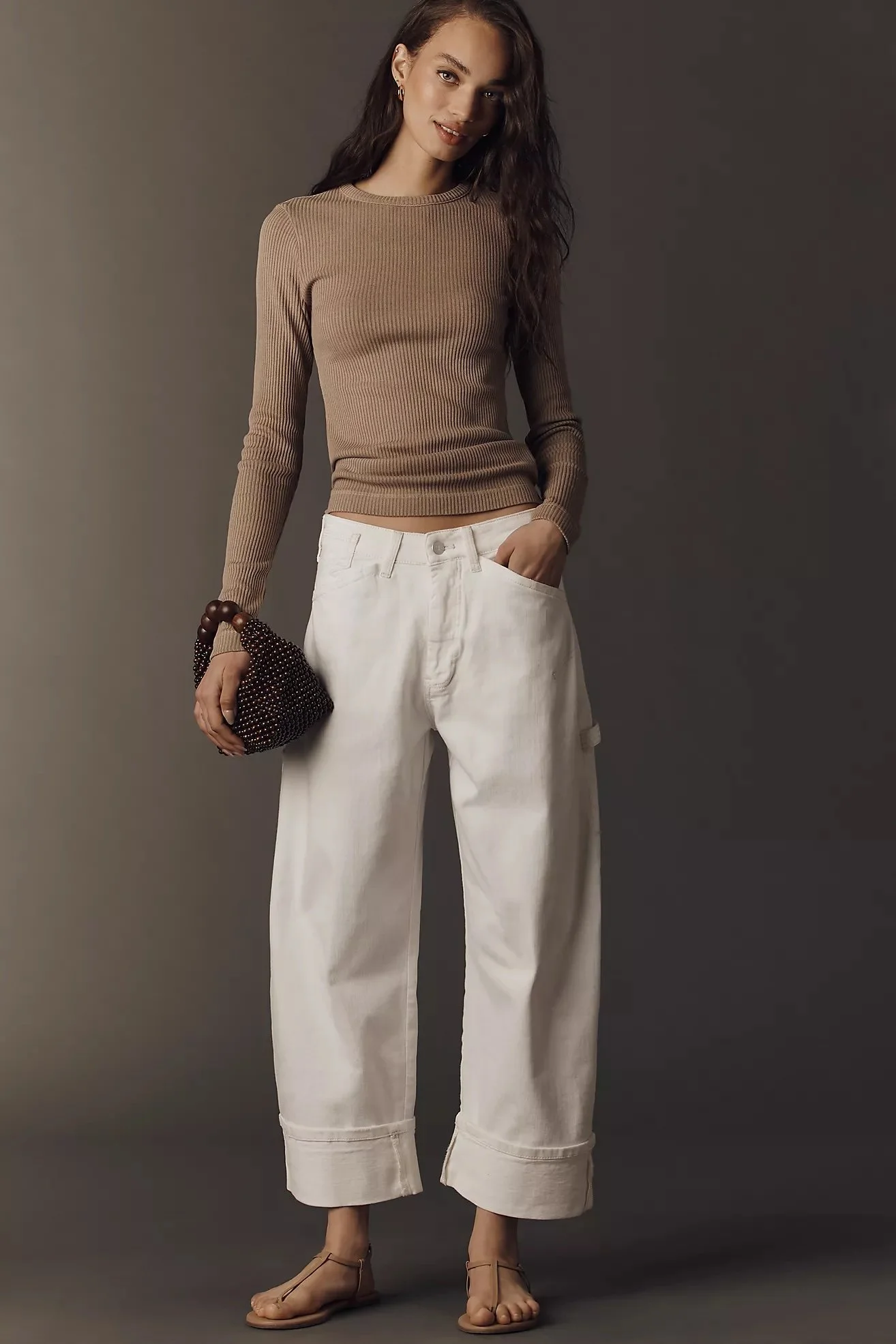 Kayden High-Rise Cuffed Tapered Jeans by Pilcro