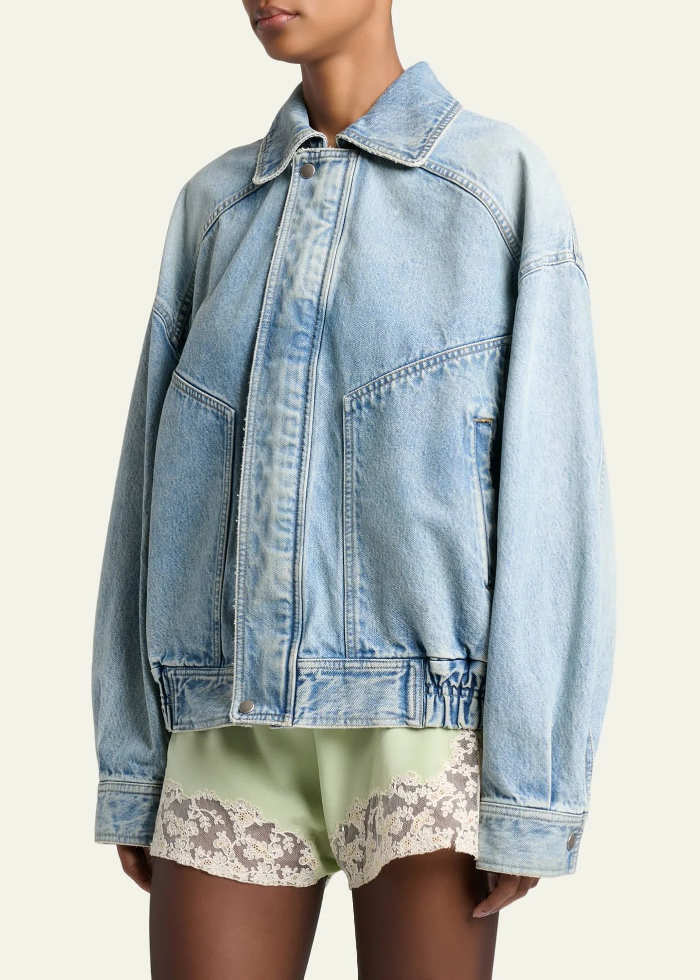 Oversized Denim Zip Shirt Jacket