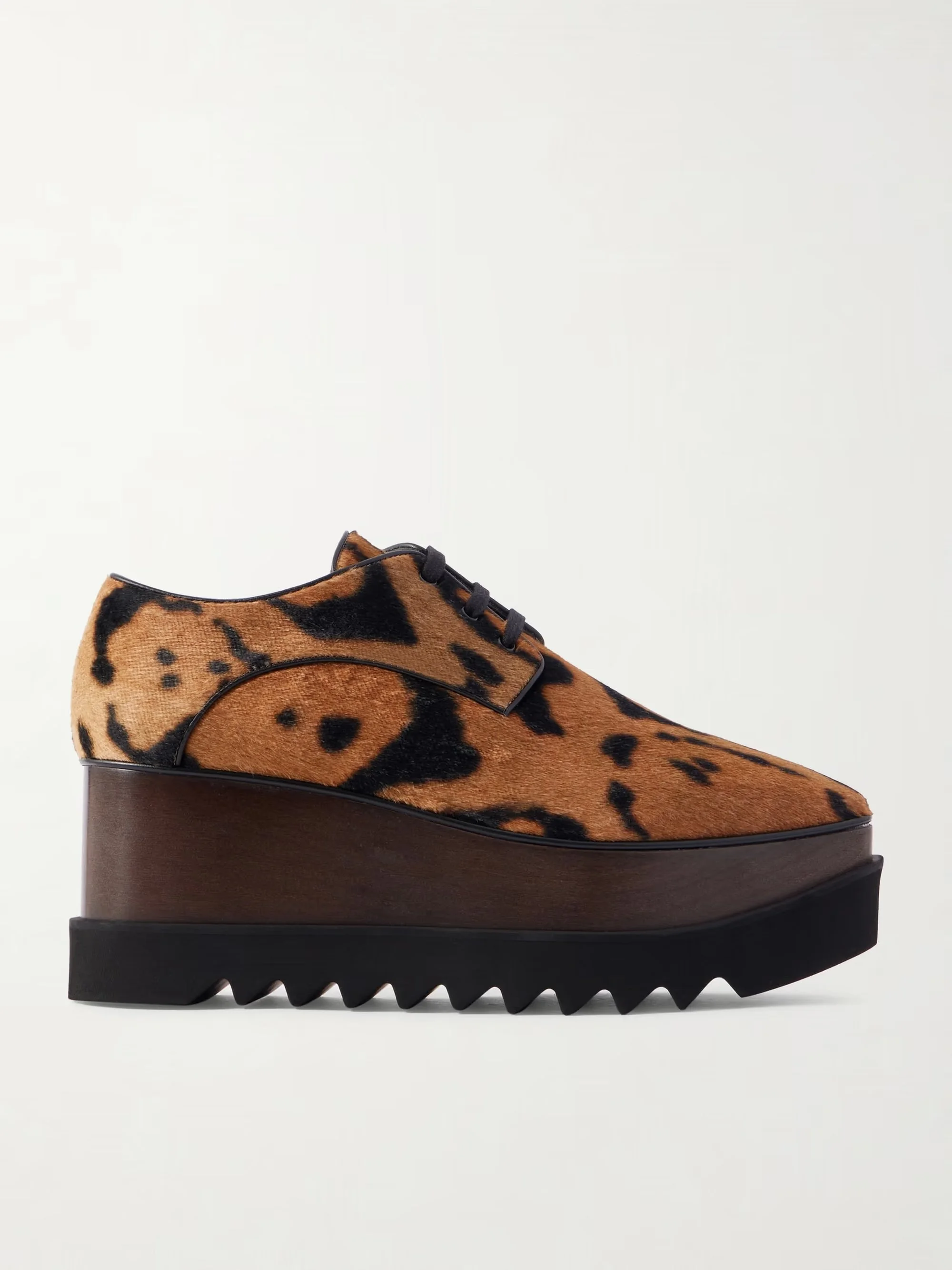  Stella McCartney - Elyse Animal-print Velvet Platform Brogues