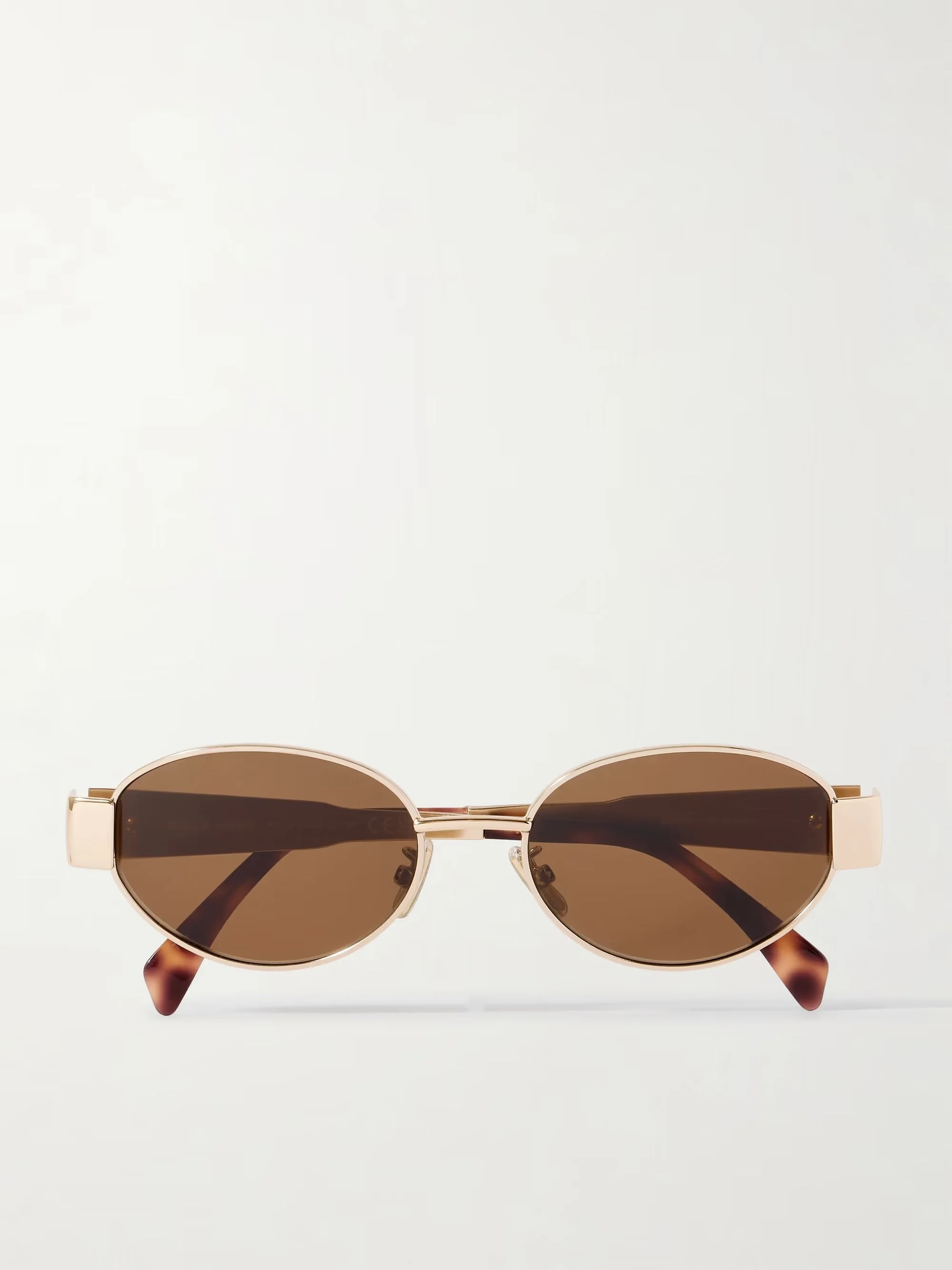 CELINE Eyewear - Oval-frame Rose Gold-tone And Tortoiseshell Acetate Sunglasses