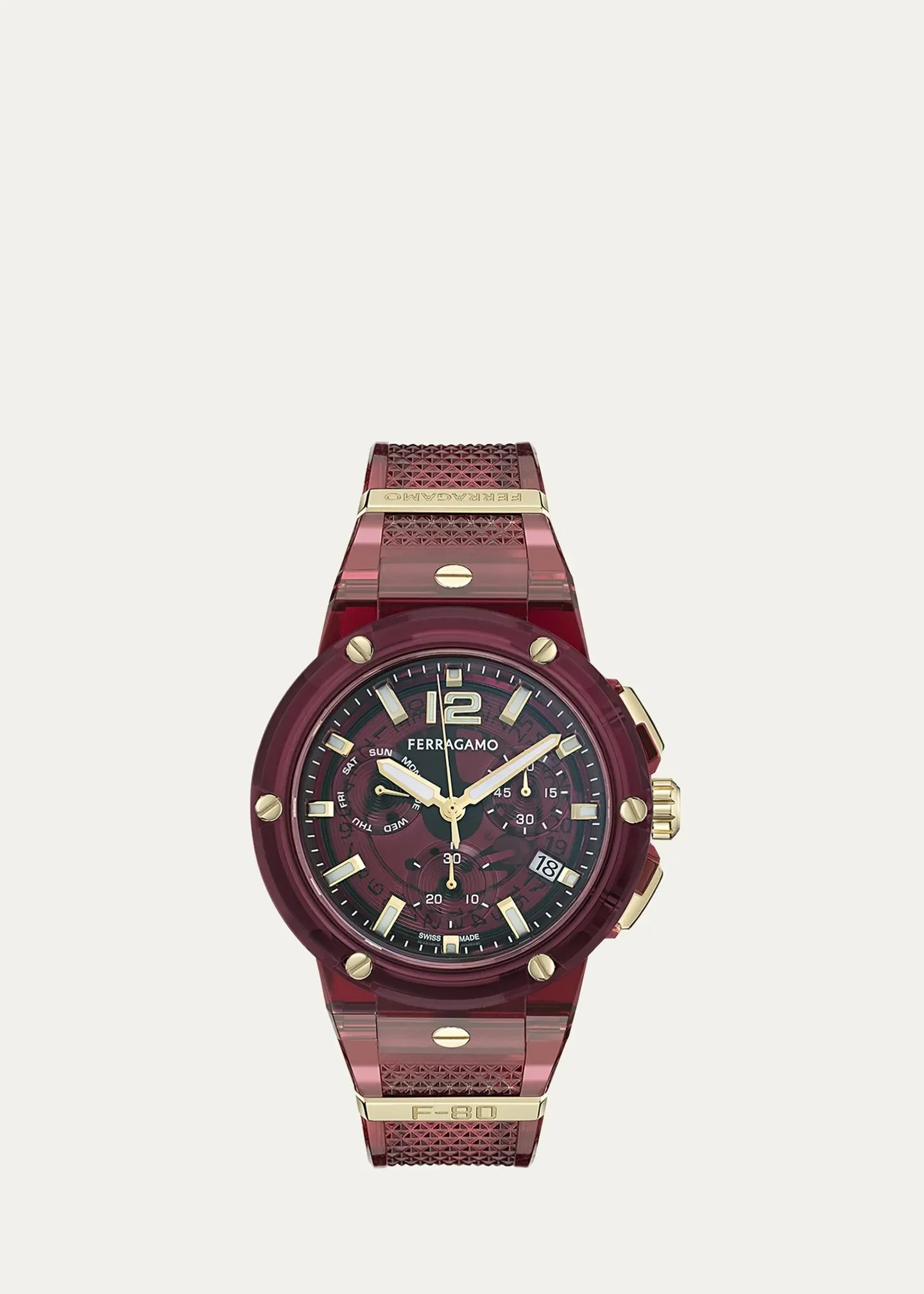 F-80 44mm Translucent Burgundy Bioplastic Chronograph Watch