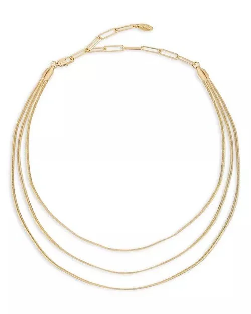 Ettika Triple Flex Snake Chain Necklace in 18K Gold Plated, 13