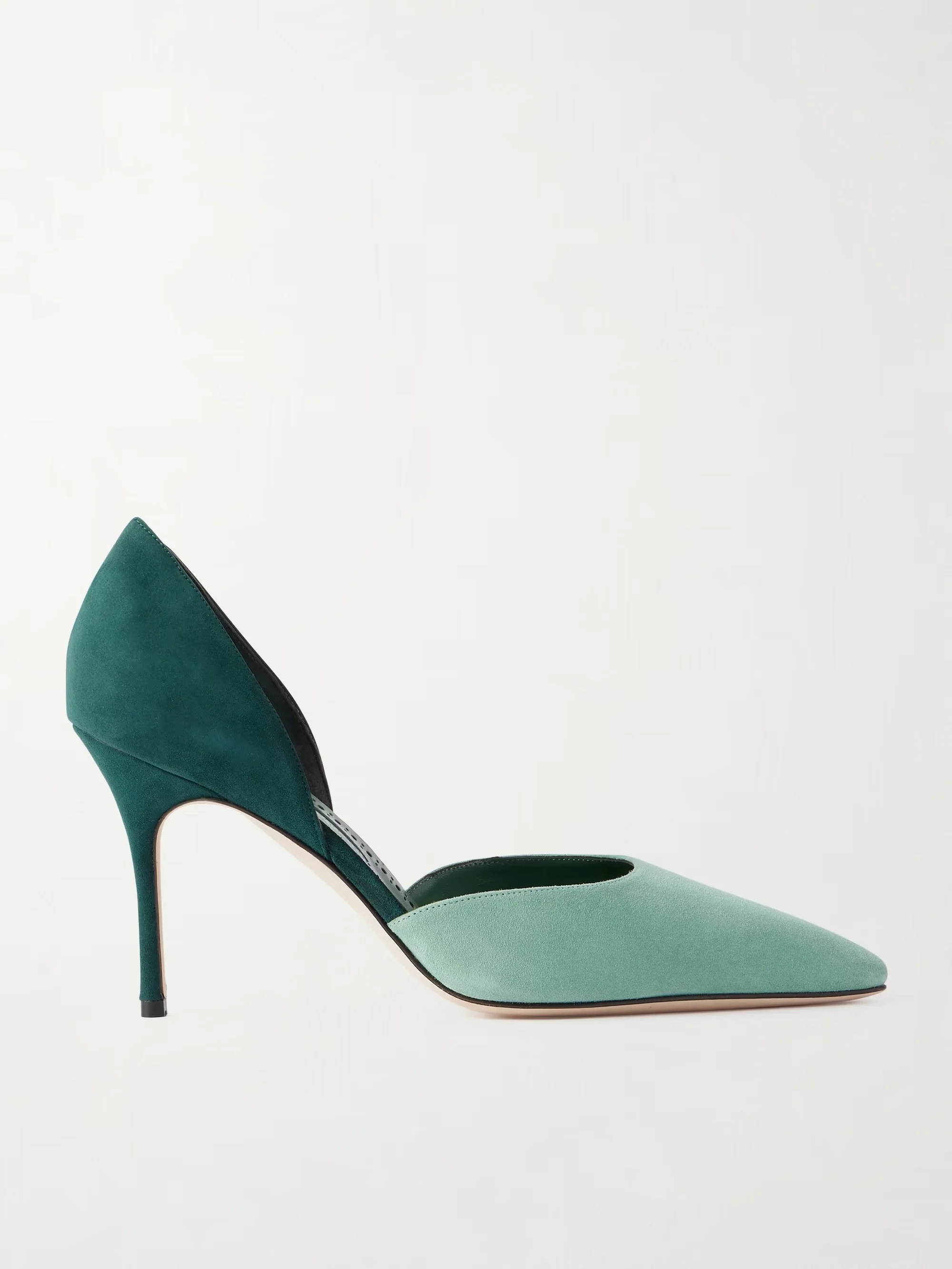 Manolo Blahnik - Taylerbinu 90 Two-tone Suede Pumps - Green