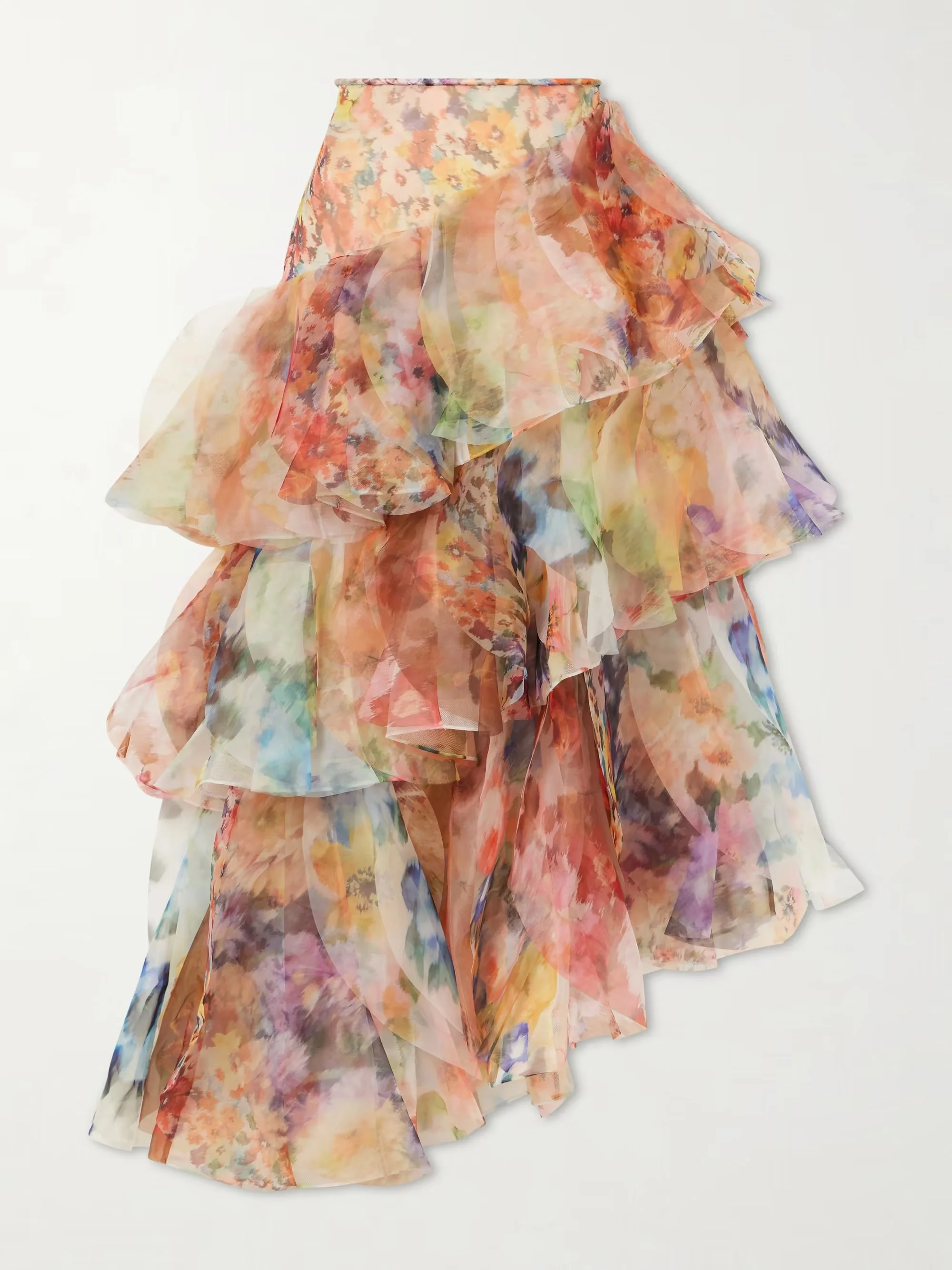 Zimmermann - Luna Ruffled Chiffon Midi Skirt - Pink