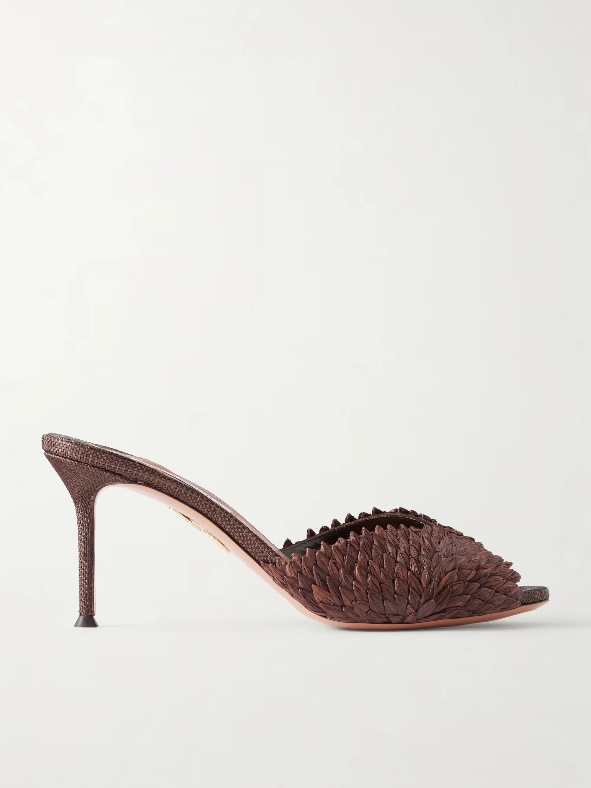 Aquazzura - Rio Flirt 75 Raffia Mules - Brown