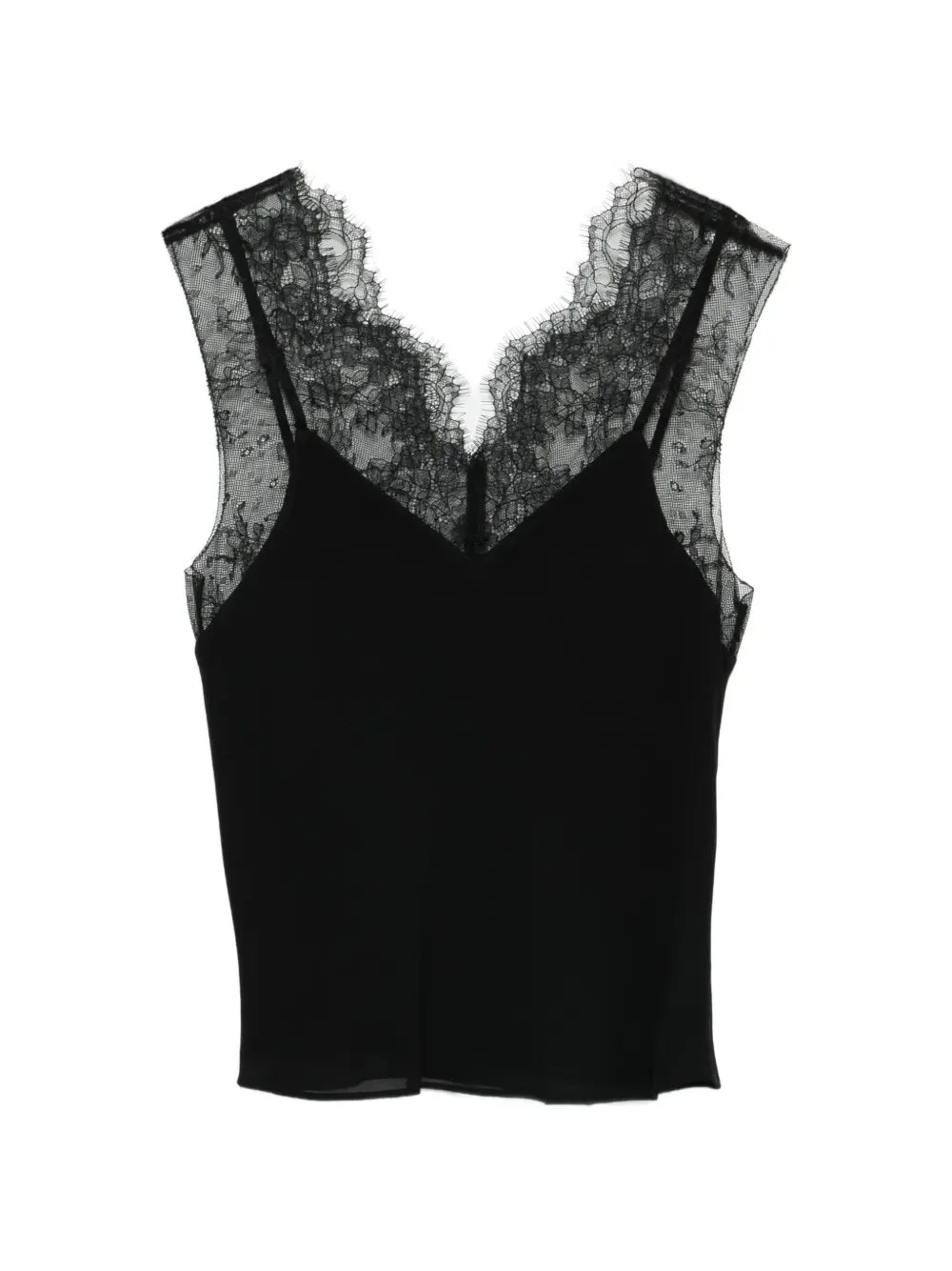 Patrizia Pepe lace-detail V-neck top - Black