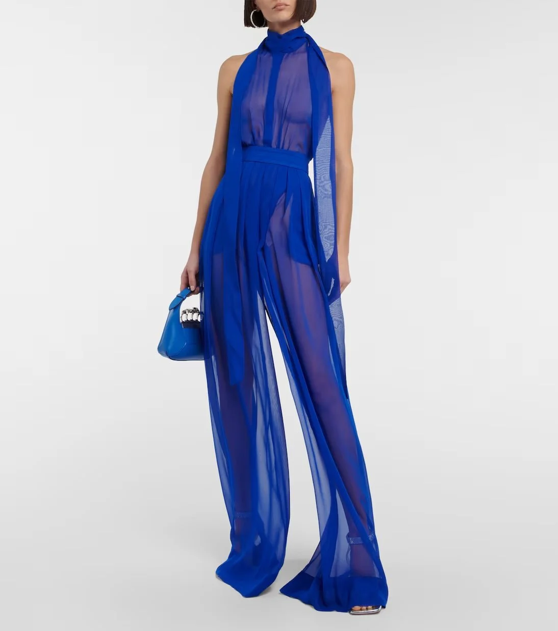 LaQuan Smith High-rise wide-leg silk pants