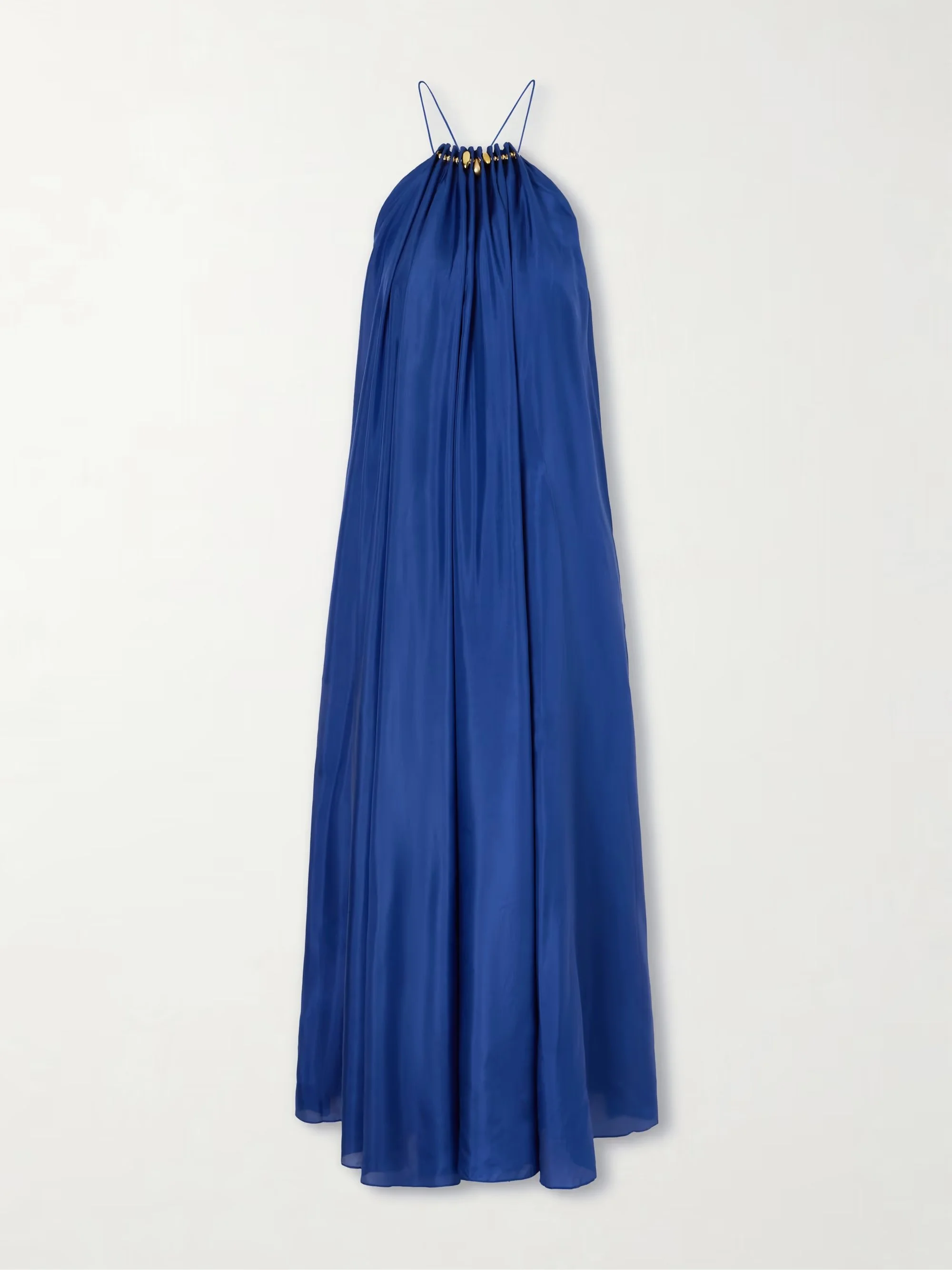 Zimmermann - Aster Gathered Beaded Silk-satin Maxi Dress - Blue