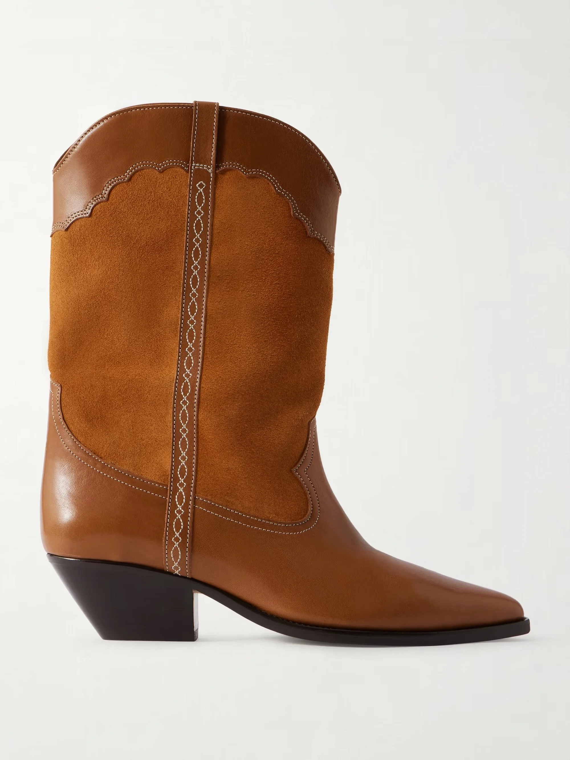 Isabel Marant - Duerto Embroidered Suede And Leather Ankle Boots - Brown
