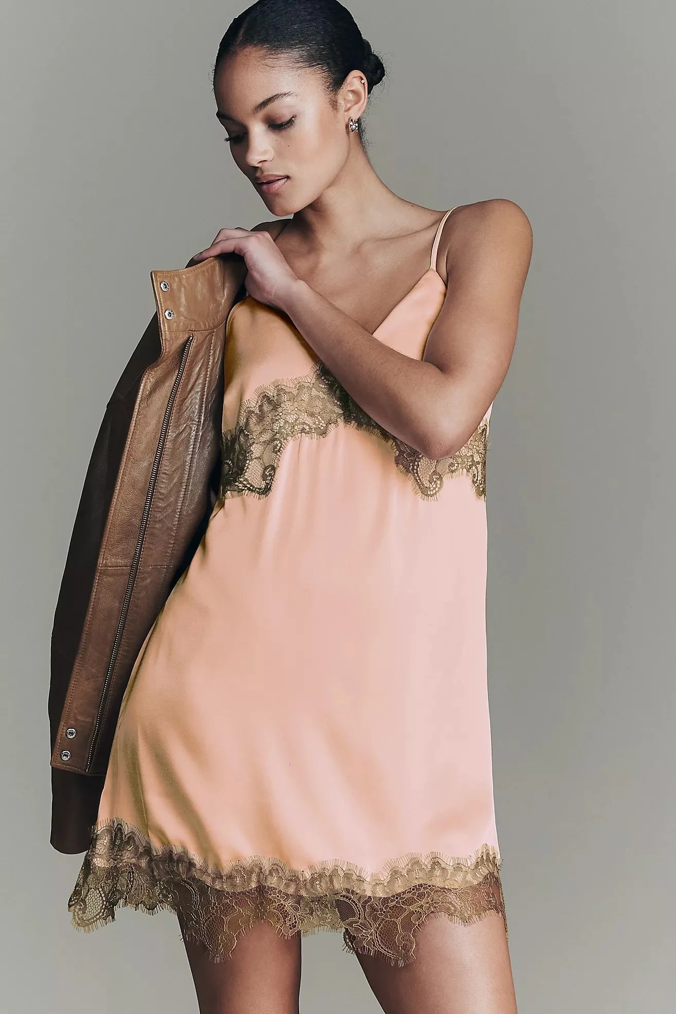 Lara Lace-Trim Mini Slip Dress