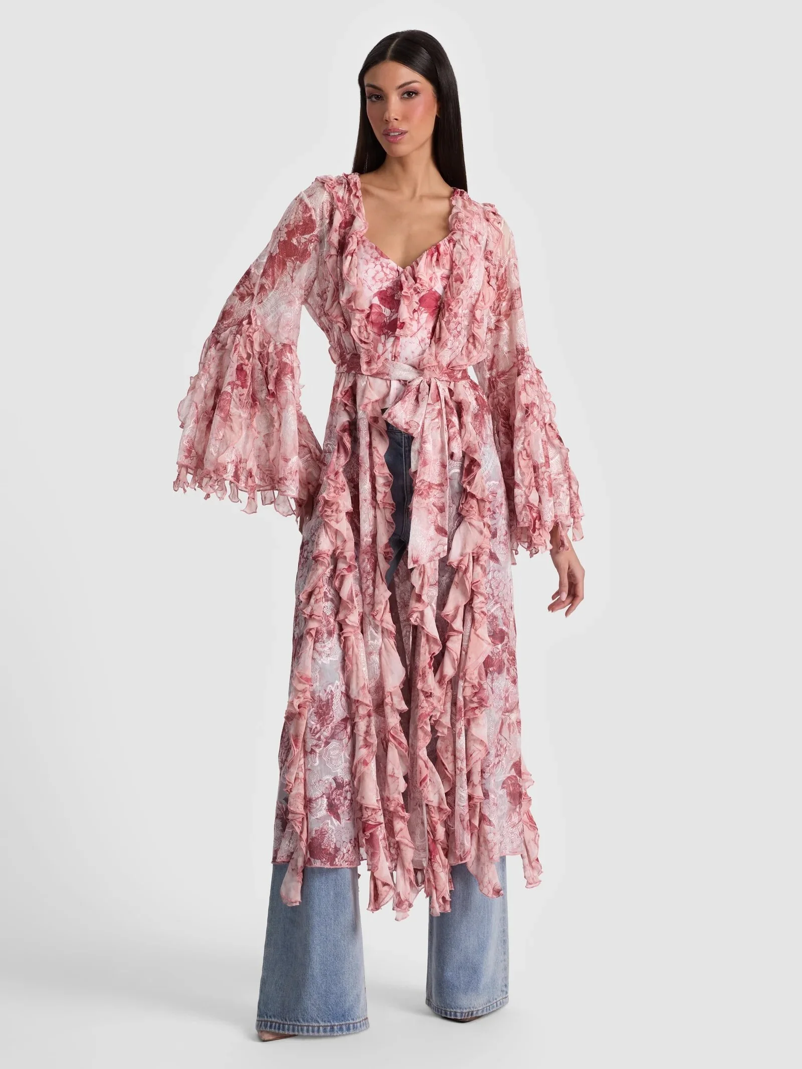 alice + olivia CHER RUFFLE MAXI ROBE