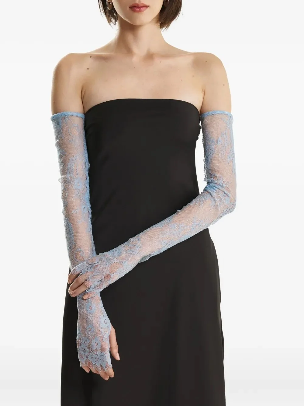 2310 STUDIO lace-trimmed gloves - Blue