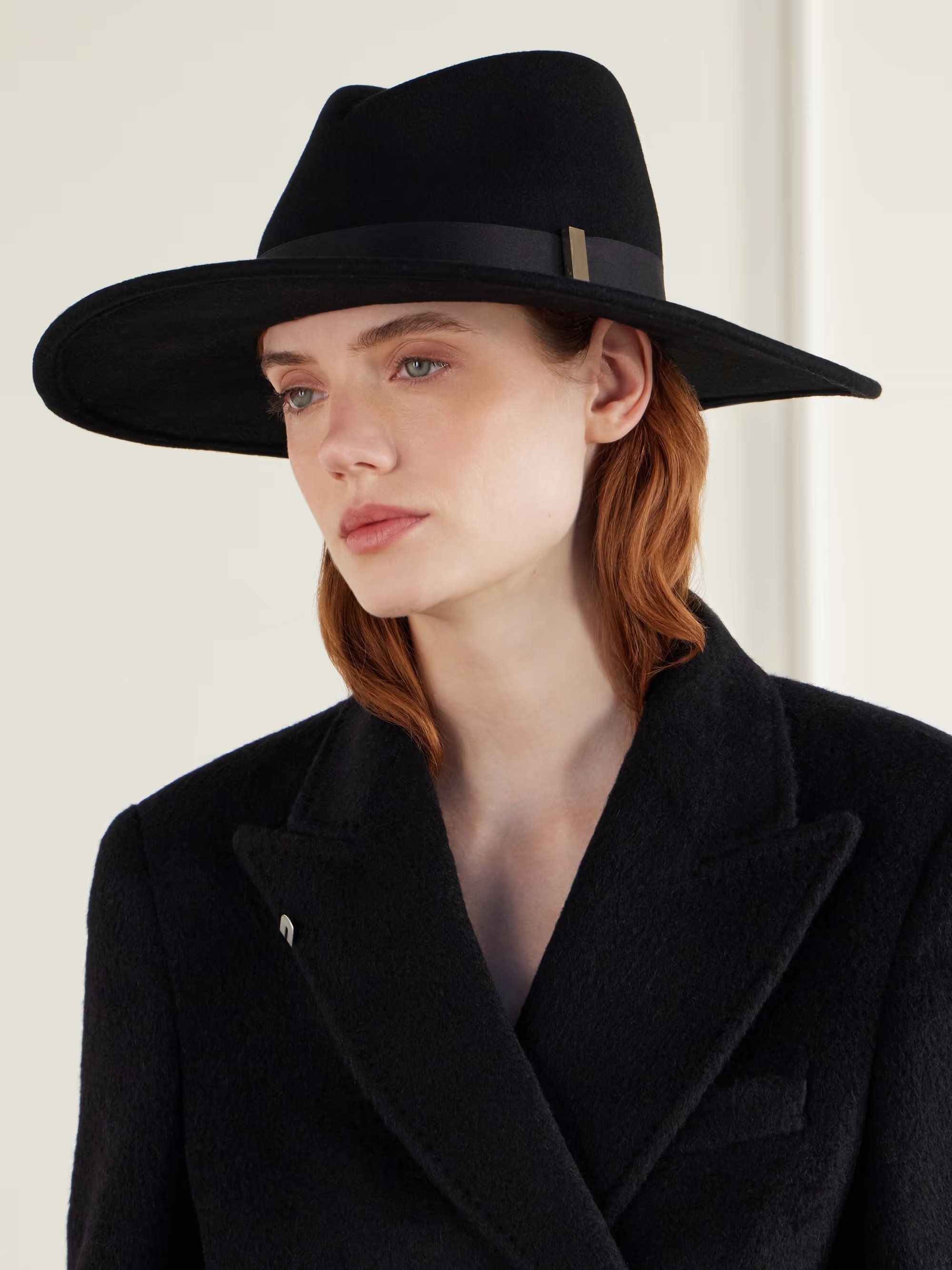 Jeanne satin-trimmed wool and cotton-blend felt hat