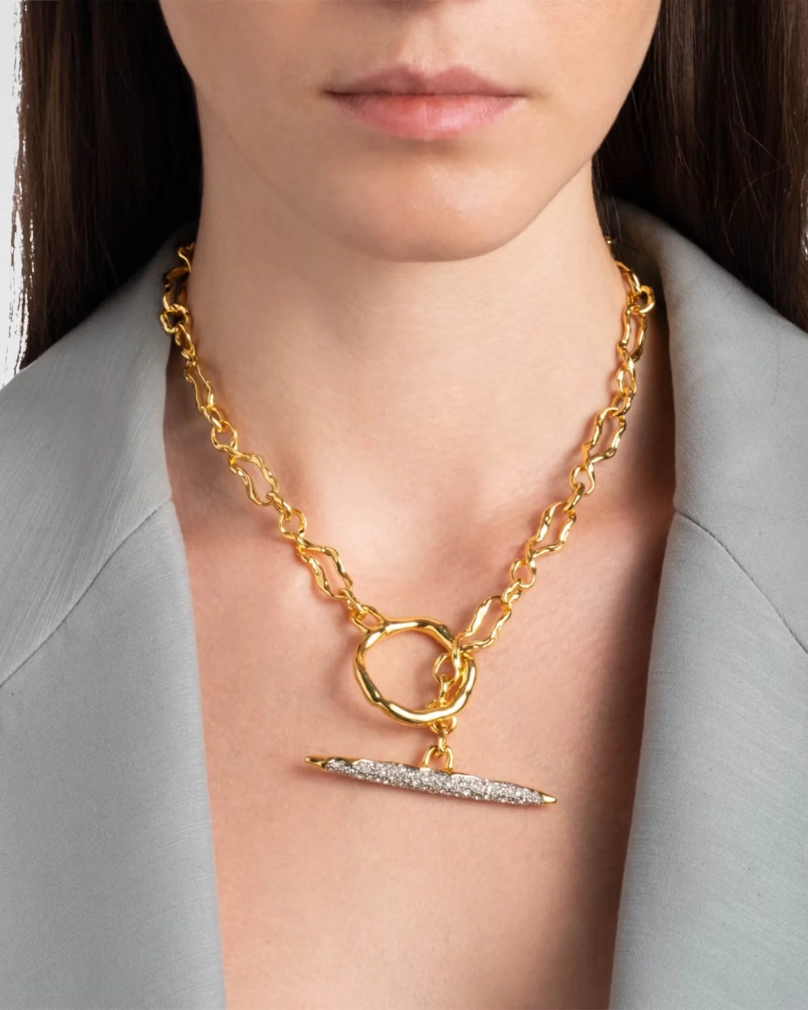  Solanales Crystal Toggle Necklace in Gold | Statement Jewelry from Alexis Bittar