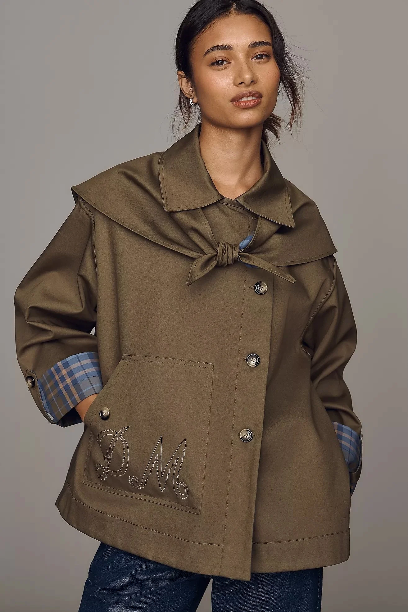 Cropped Trench Coat Jacket