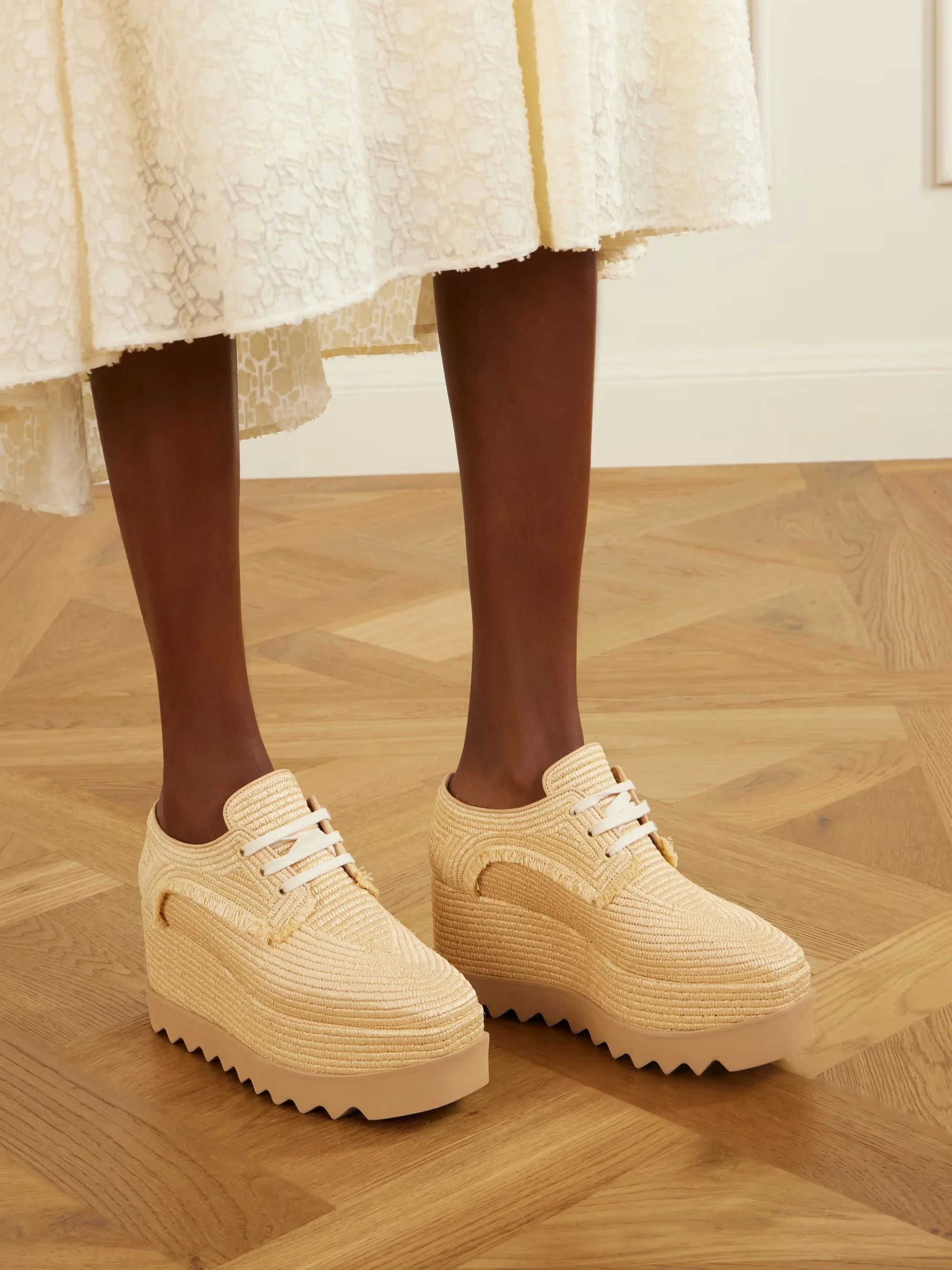 Elyse Woven Raffia Platform Brogues 
