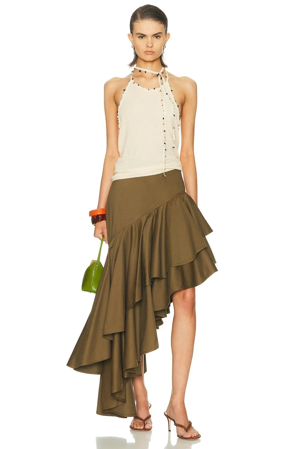 Adam Lippes Cortes Skirt in Olive