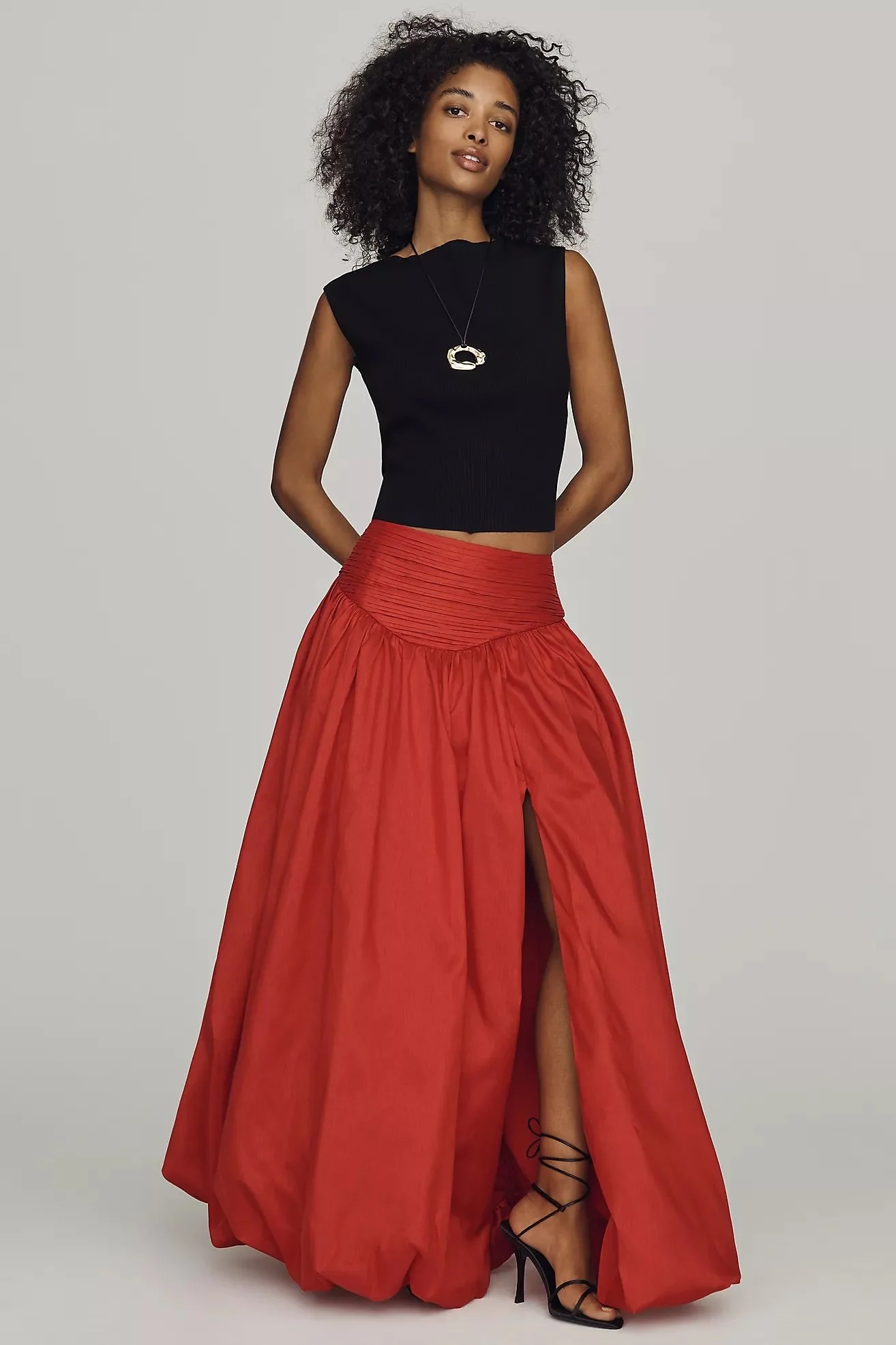 Bubble-Hem Maxi Skirt