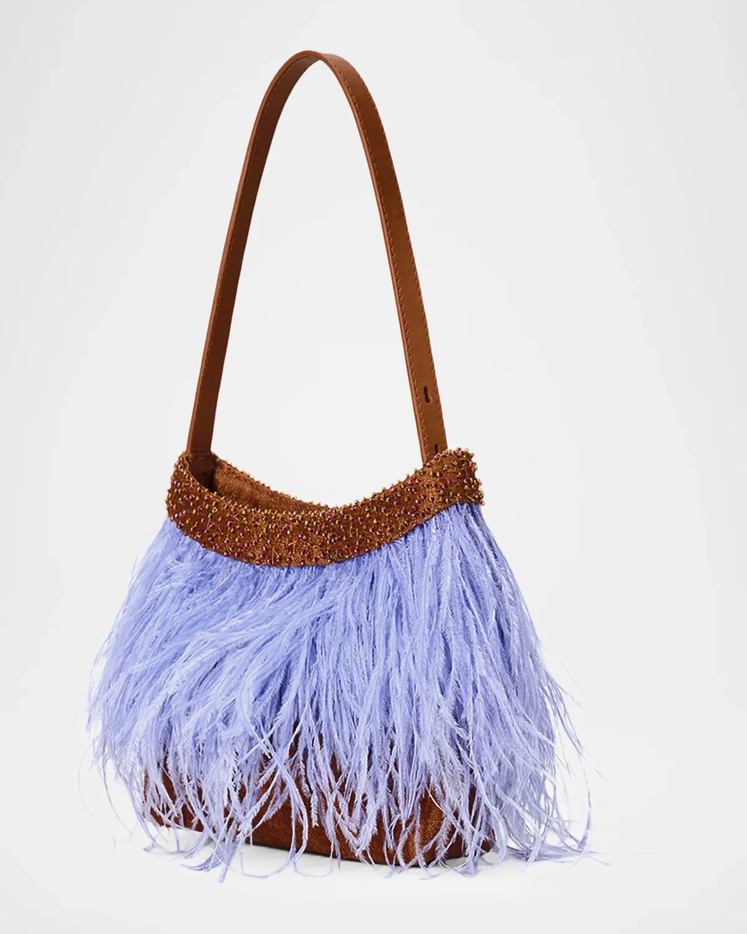 Winslow Beaded Feather Top-Handle Bag