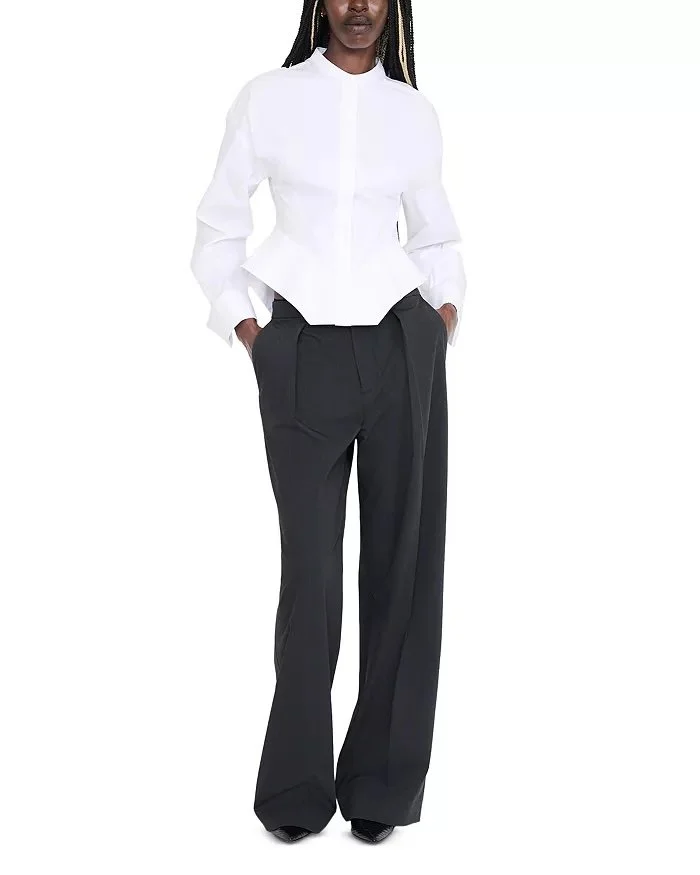 Staud Rhys Flared Hem Blouse
