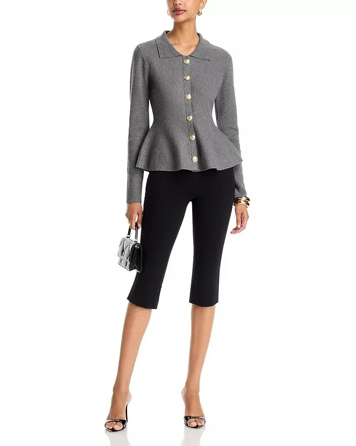 Generation Love Veronica Fold Collar Peplum Hem Cardigan