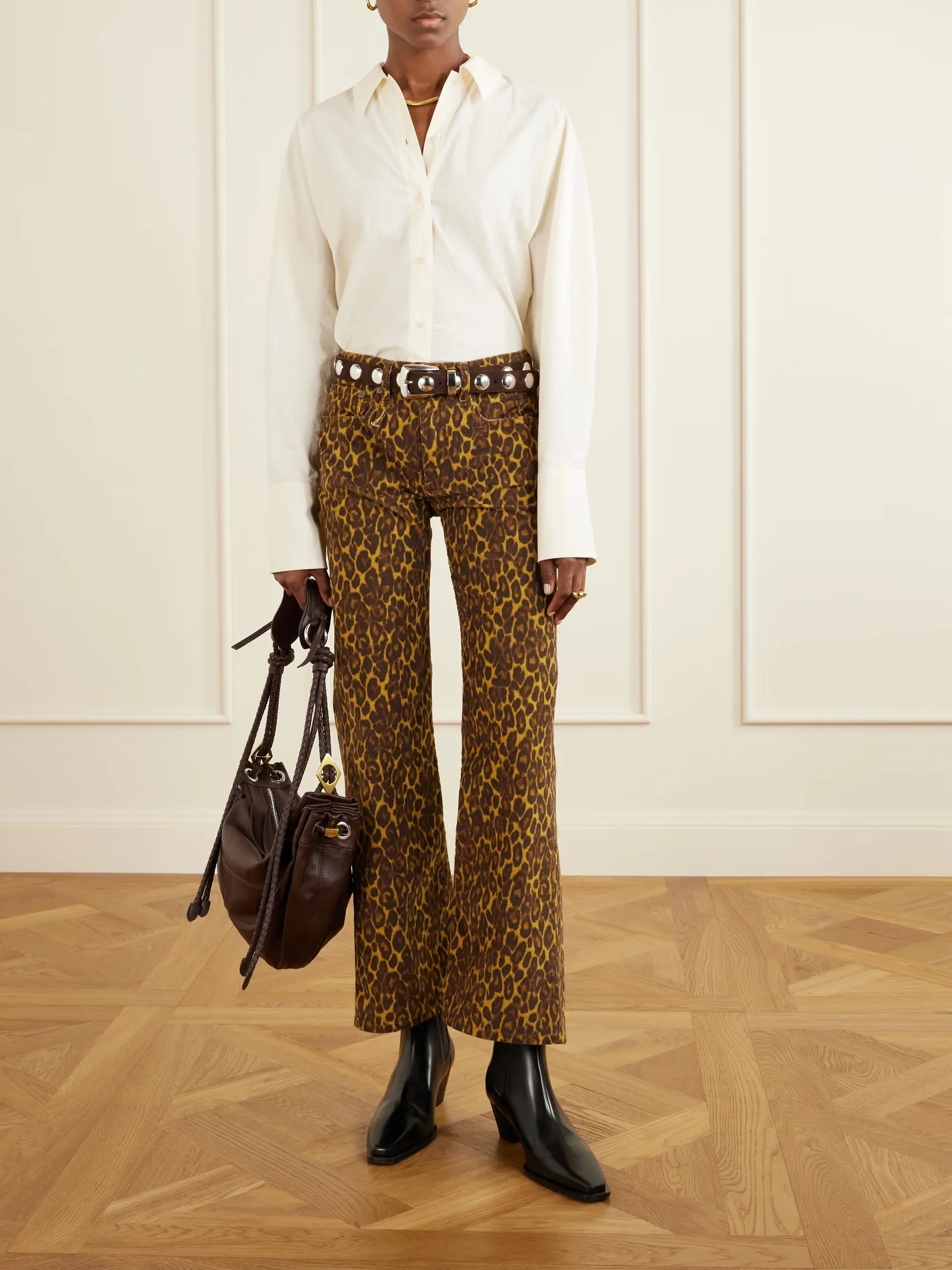 R13 - Joan Cropped Animal-print Flared Jeans - Animal Print