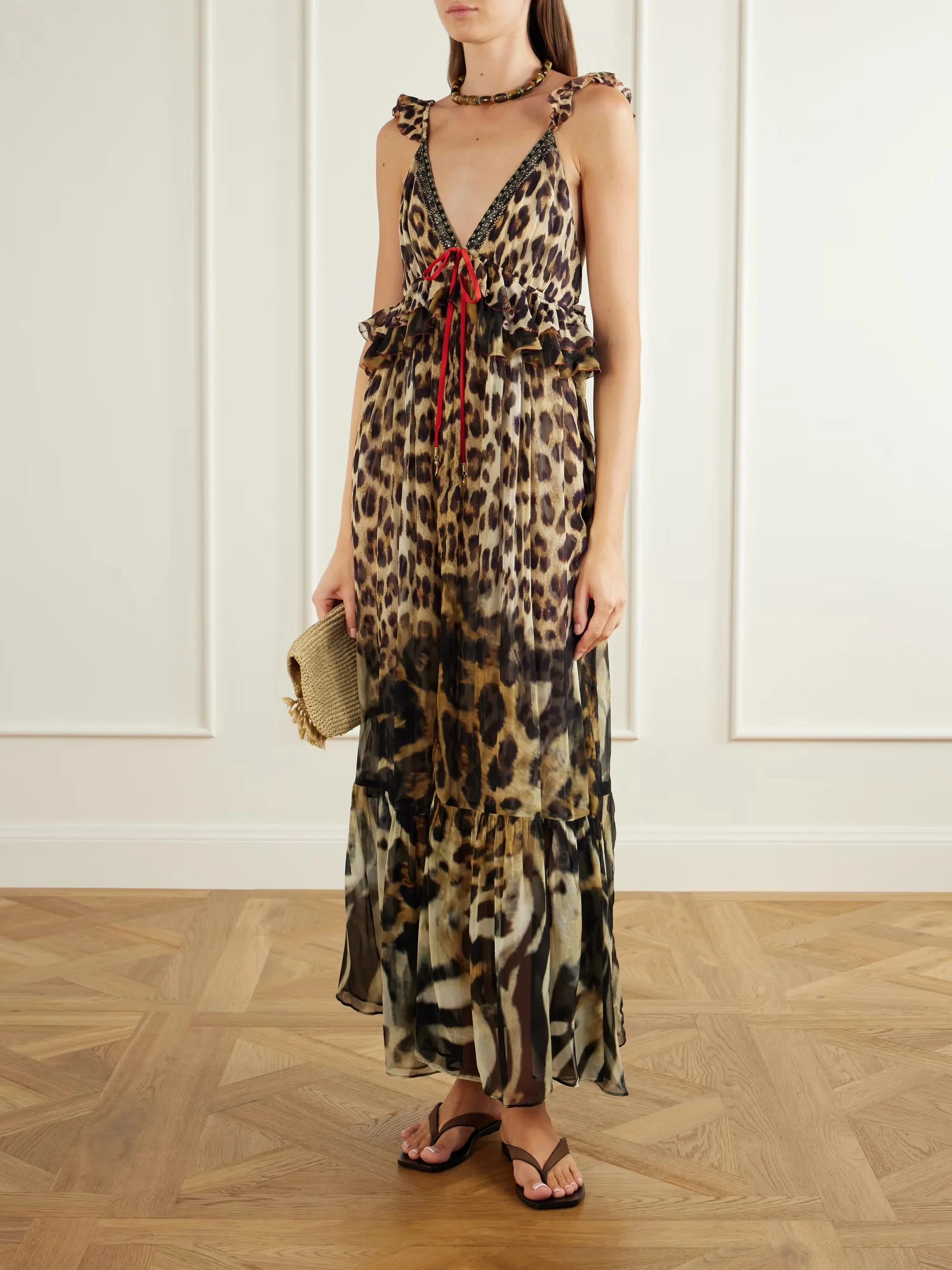 Camilla Embellished leopard-print silk chiffon maxi dress