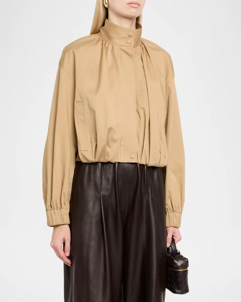 Amélie Pleated Cotton-Blend Jacket