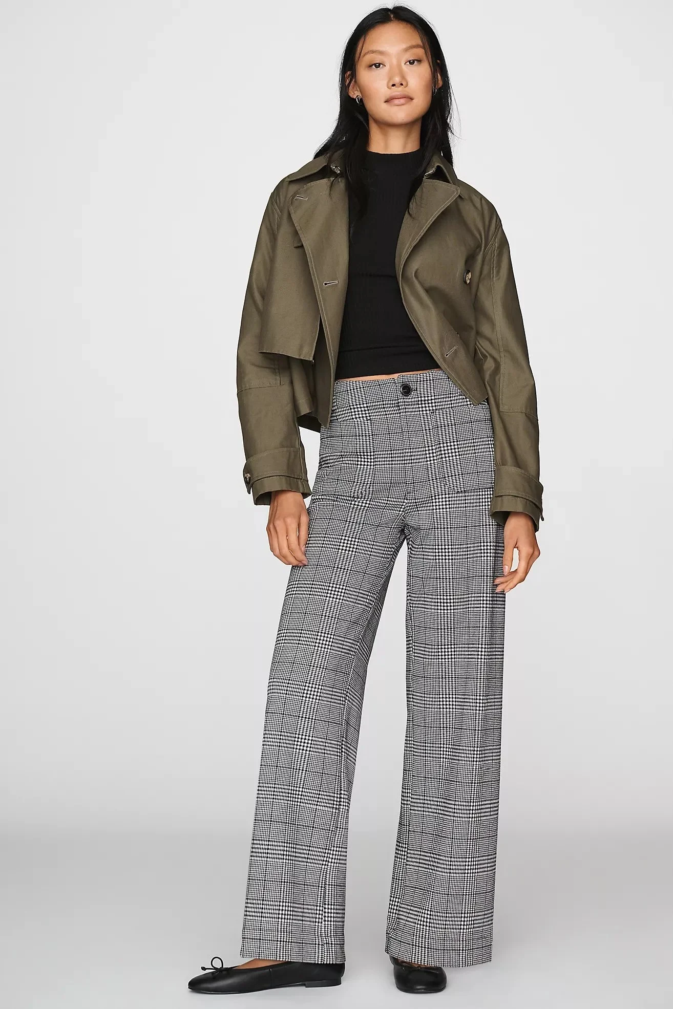 Colette Houndstooth Full Length Wide Leg Pants