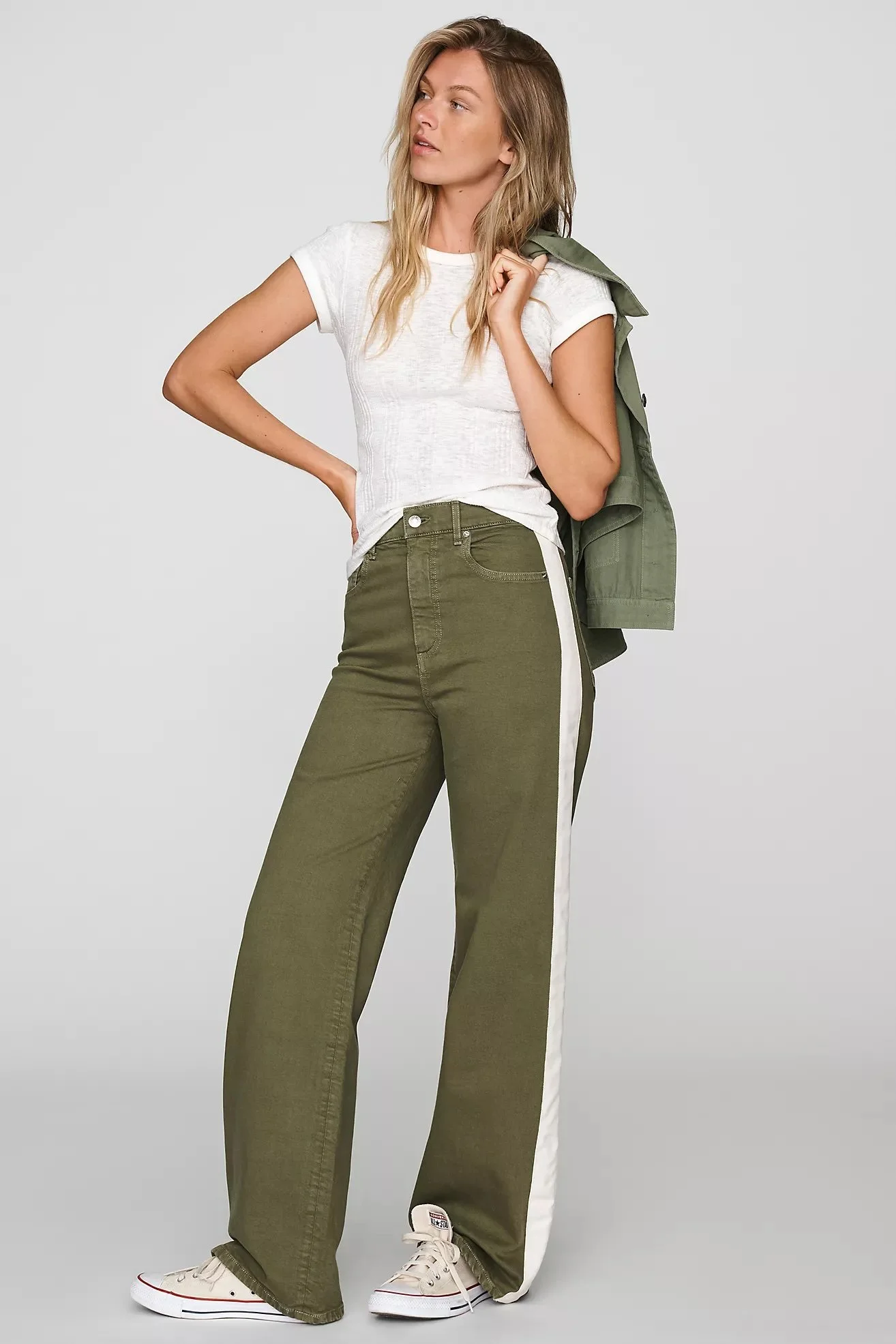 LE JEAN Column Track High Rise Wide Leg Jeans
